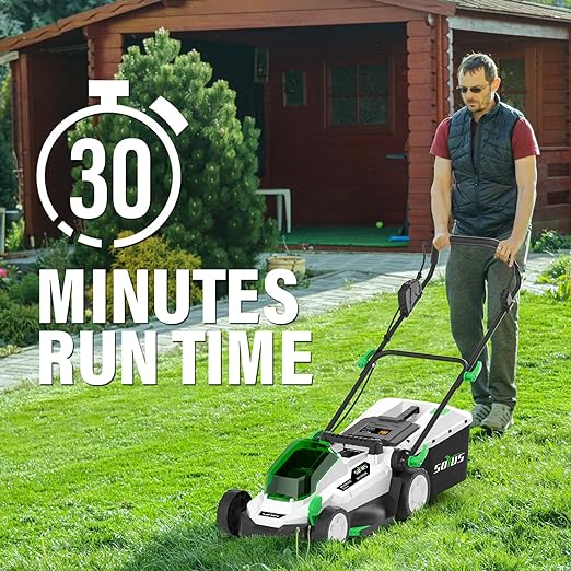 SOYUS Electric Lawn Mower Cordless, 13 Inch 20V 2-in-1 Lawn Mowers with 30L Collection Bag, Brushless Motor and 5-Position Height Adjustment, 4.0Ah Batteries & Charger Included