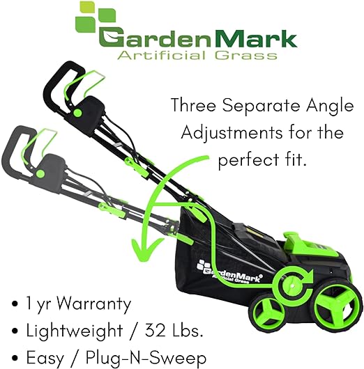 SweeperPro by GardenMark | Artificial Grass Sweeper w/50ft Cord | Fast and Easy Turf Cleanup | Extend The Life & Appearance