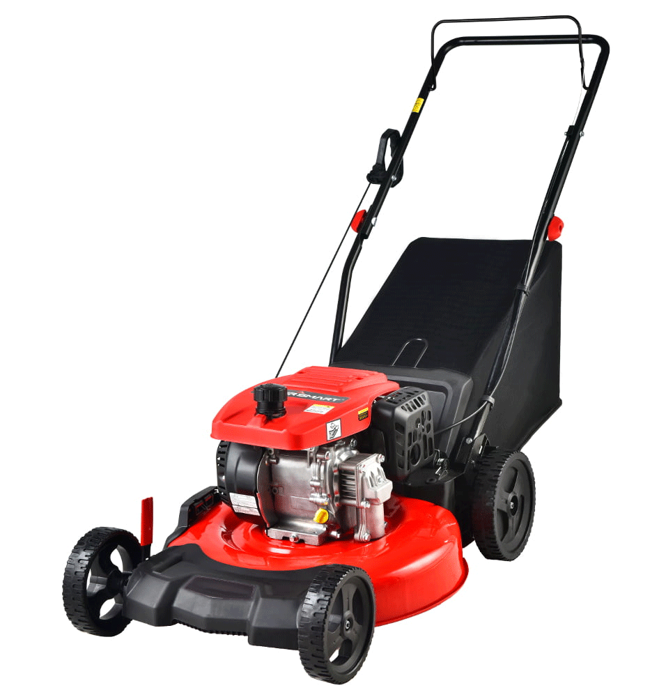 PowerSmart 209CC Engine 21" 3-in-1 Gas Powered Push Lawn Mower DB2194PH with 8" Rear Wheel, Rear Bag, Side Discharge and Mulching