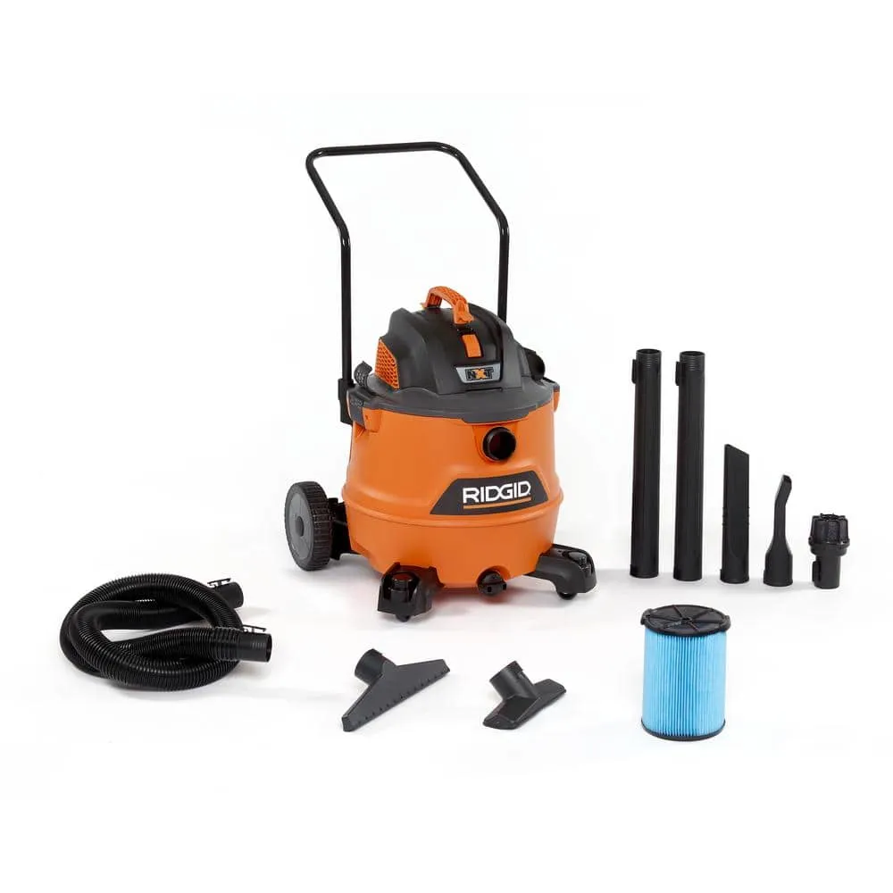 RIDGID 16 Gallon 6.5 Peak HP NXT Wet/Dry Shop Vacuum with Cart, Fine Dust Filter, Locking Hose and Accessories HD1800