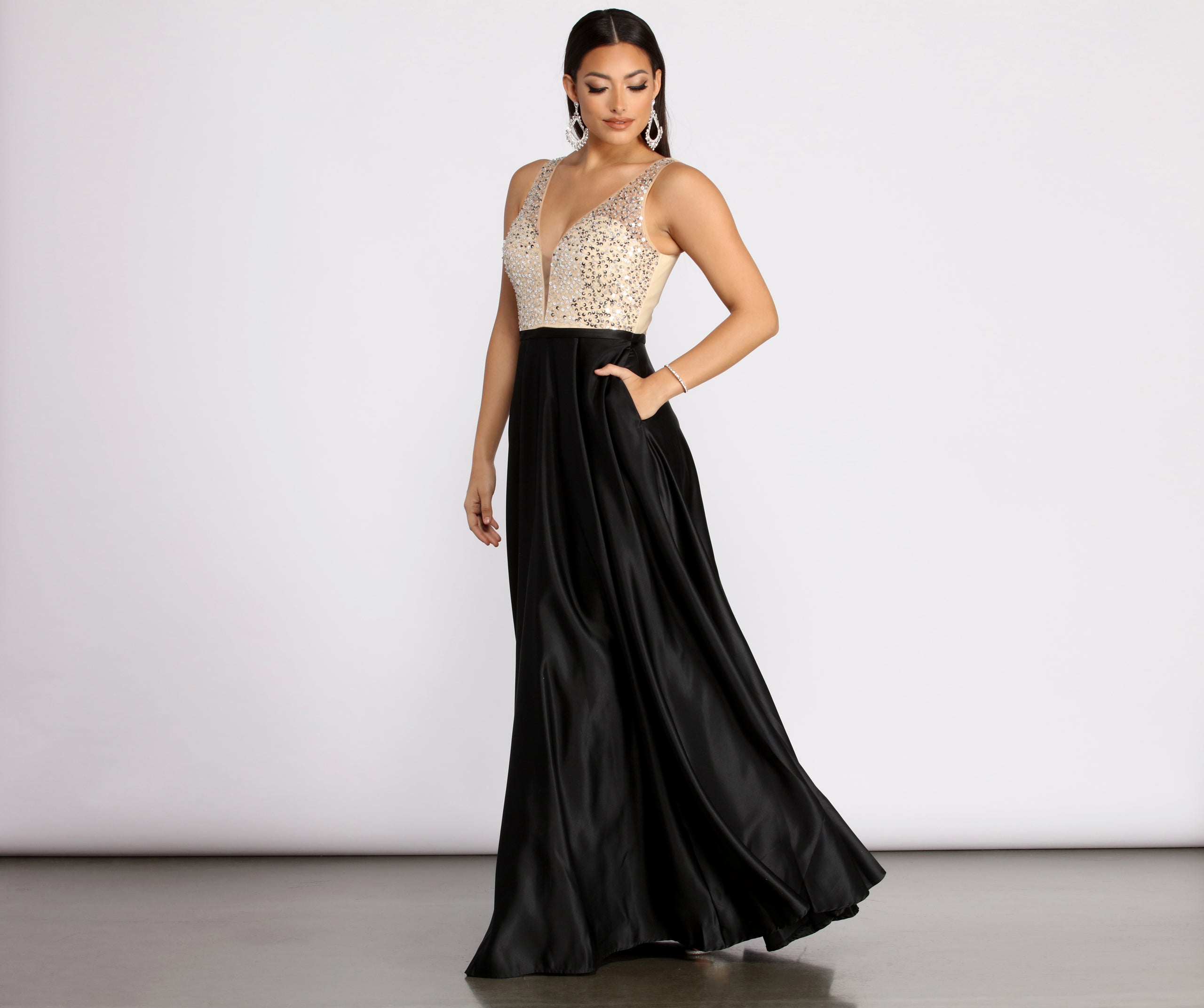 Adina Sequin and Satin Ball Gown