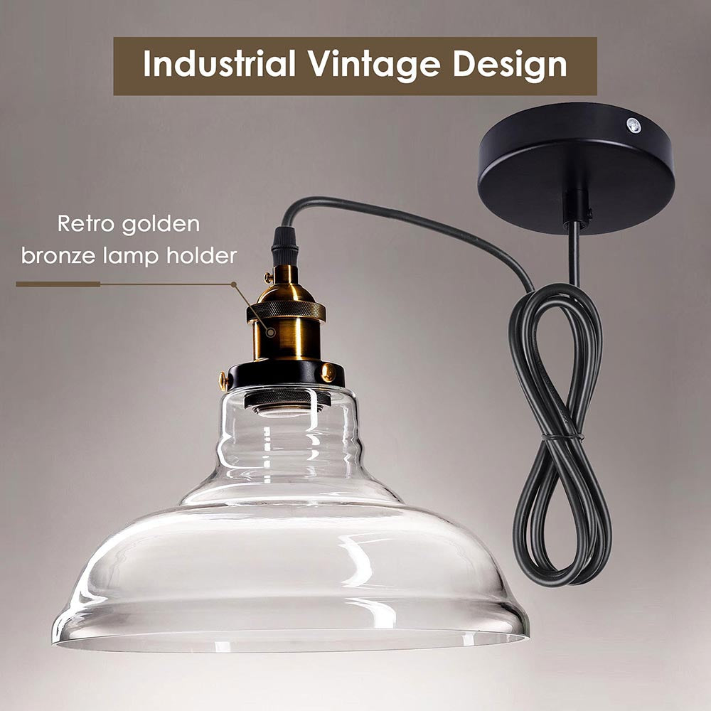 Yescom Pendant Light Glass Shade 11in Industrial Lighting Clear