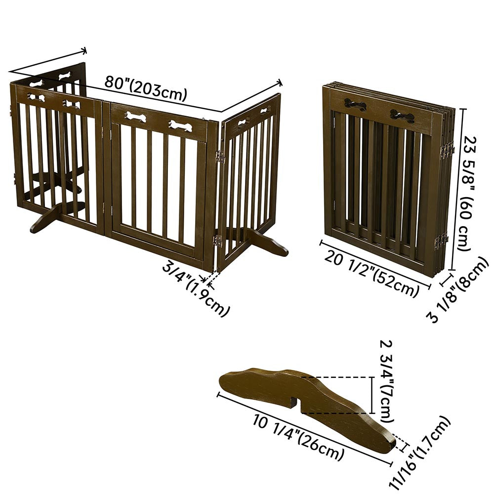 Yescom 4-Panel Folding Wood Pet Gate Grate Baby Barrier 80x24in