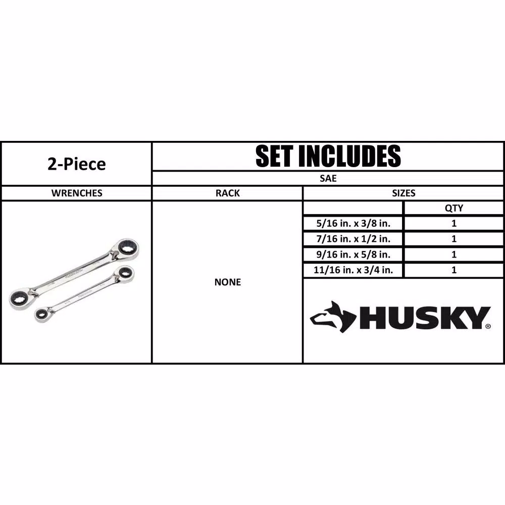 Husky SAE Quad Drive Ratcheting Wrench Set (2-Piece) and#8211; XDC Depot