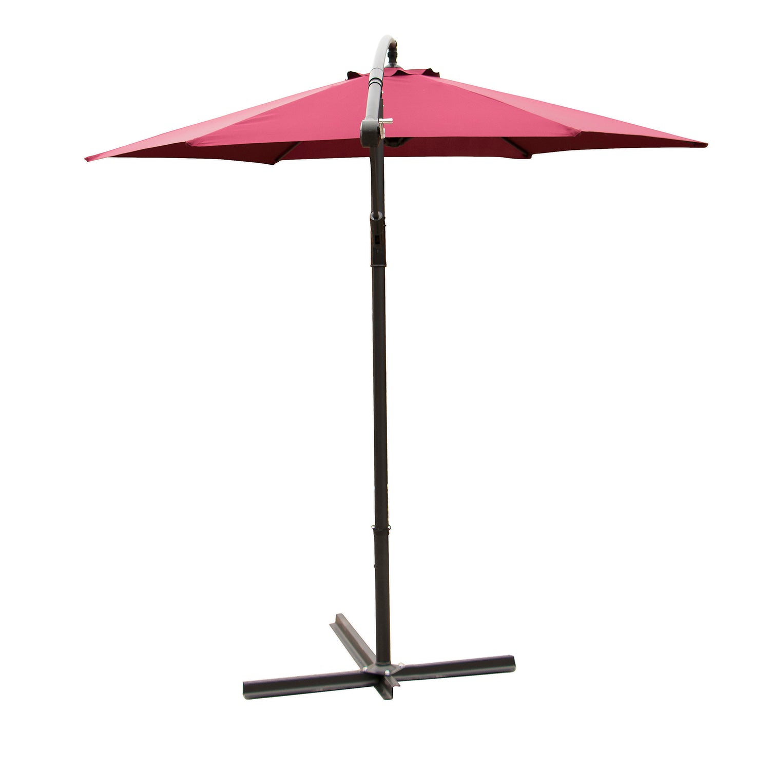 10FT Patio Umbrella Outdoor Market Table  Foldable Umbrella Sun Shade Hanging Canopy Offset Crank Wine Red w/Ribs