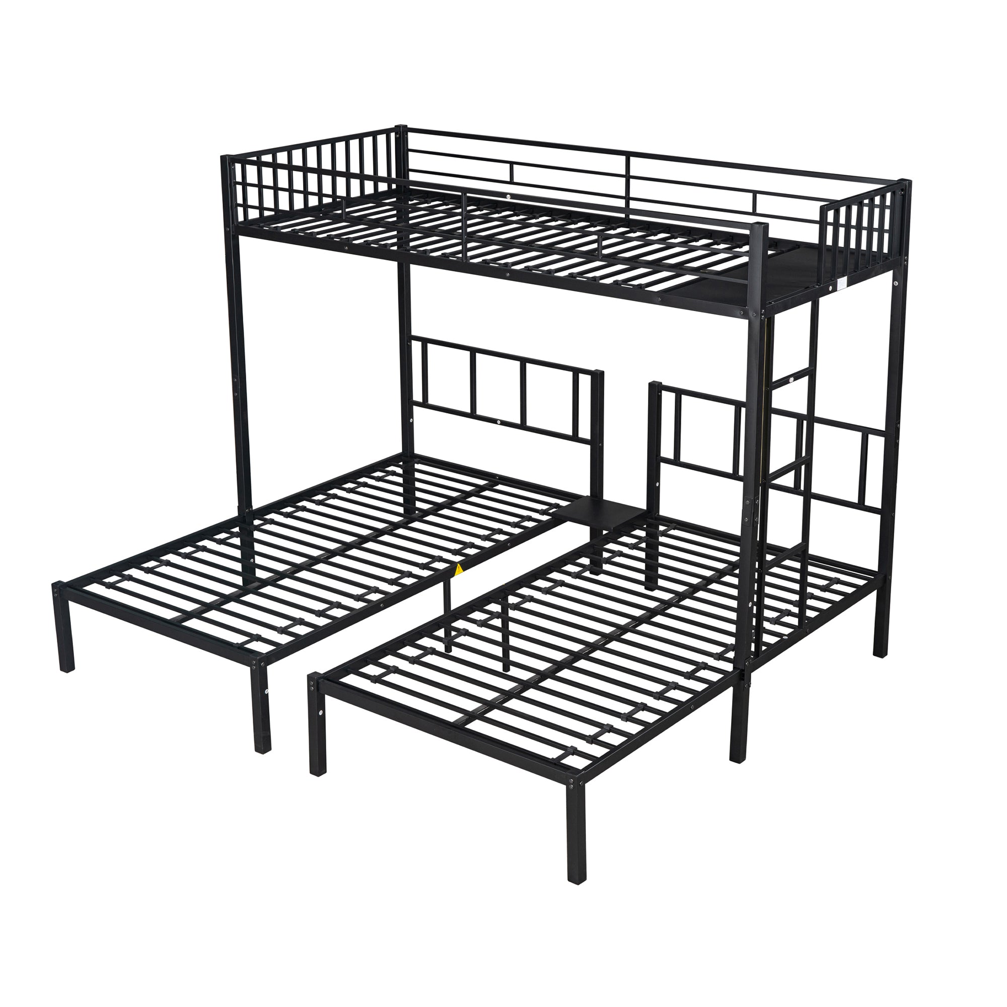 Metal Twin Triple Bunk Bed, Twin over Twin over Twin Bunk Bed for 3 Kids, Noise Reduced Structure, Separates Into 3 Twin Beds, Black