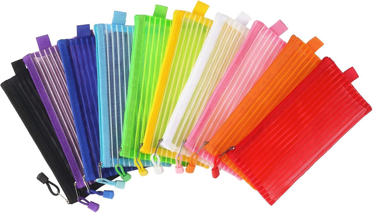 10 Pack Zipper Mesh Pouch Pencil Pouch Multicolor Pen Bag Multipurpose For Office Supplies Travel Storage Bags， 10 Colors