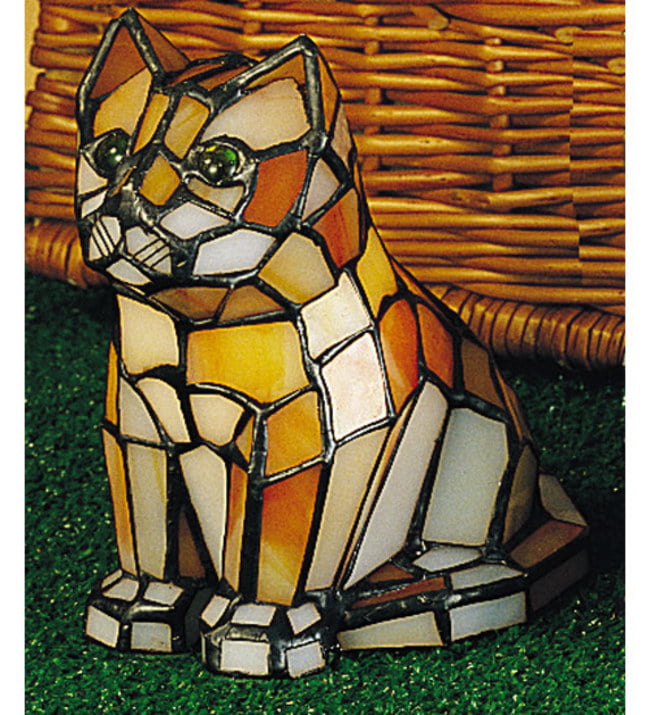 Meyda  11332 Orange Tabby Cat Stained Glass /  Specialty Lamp - 