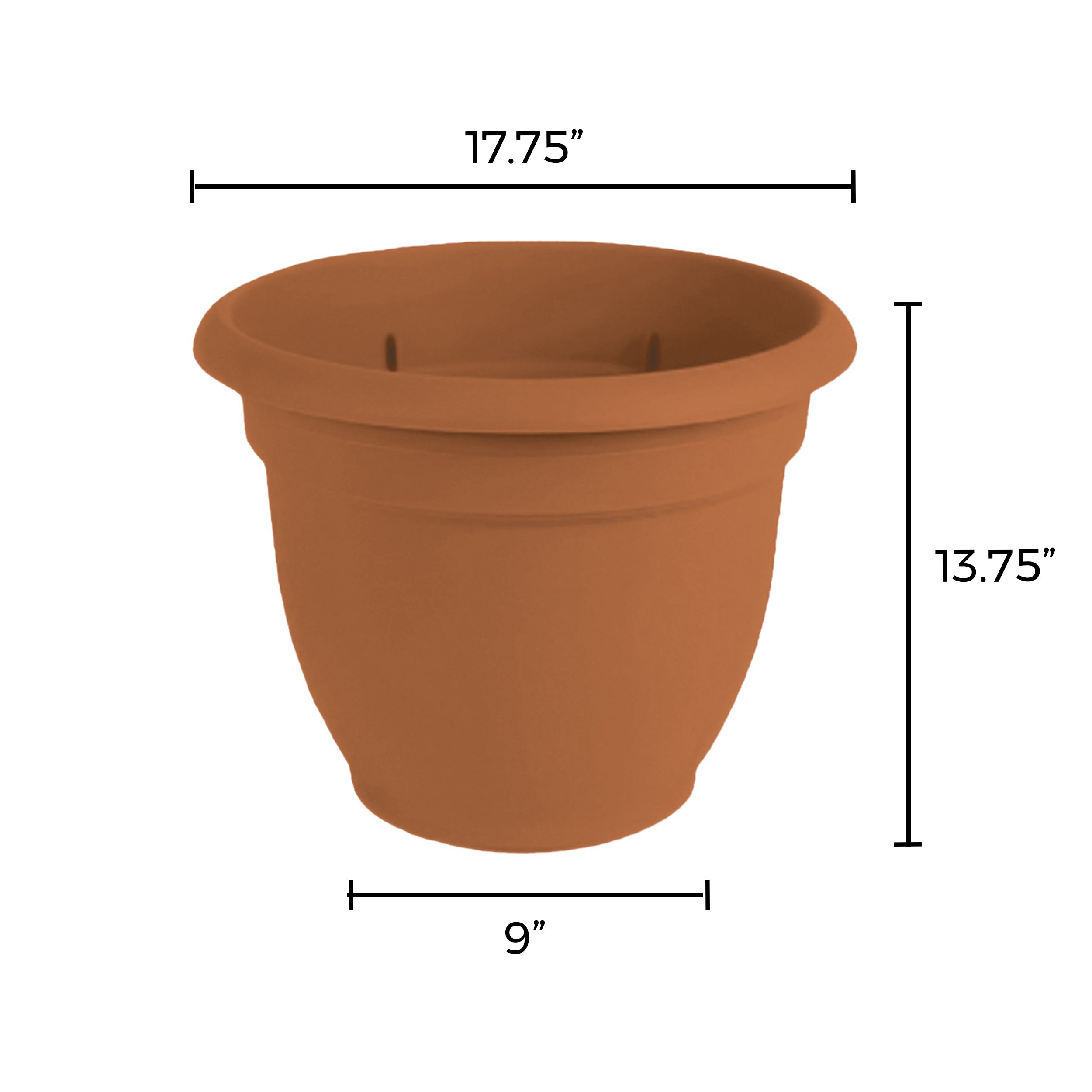 Bloem Ariana Self Watering Planter 17.75 x 13.75 Plastic Round Terracotta