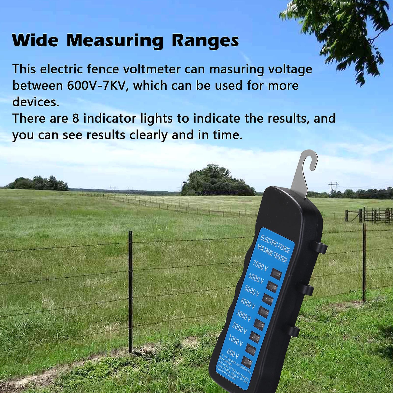 Mld-002 600v-7kv Fence Tester Home Garden Horse Livestock Electric Fence Voltmeter No Need Battery With 8 Indicator Light No.326433
