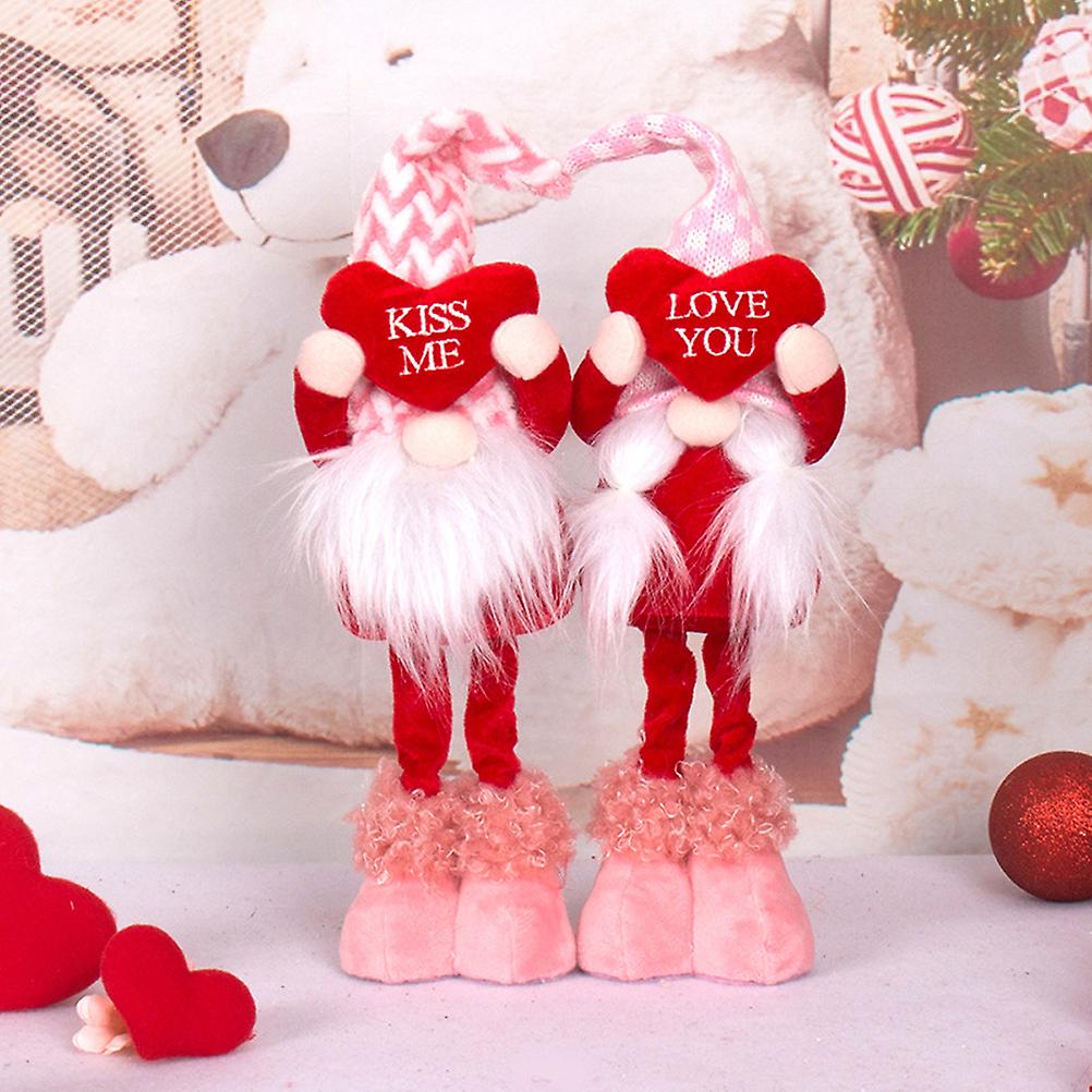 2Pcs Valentine's Day Faceless Dwarf Plush Toy Stuffed Gnomes Doll Home Table Car Dashboard Window Ornaments Decorations Gifts