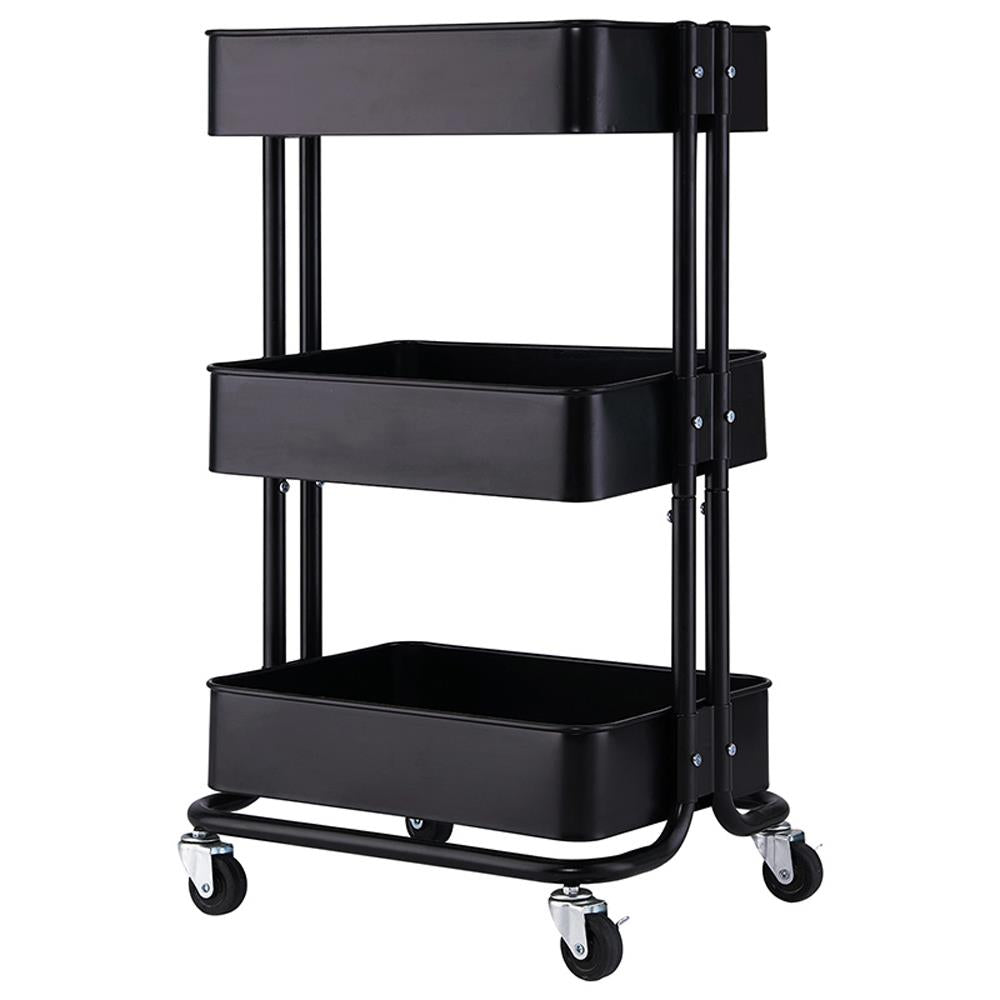 UBesGoo Rolling Metal Mesh 3 shelf Utility Cart，Storage Shelf Rack for Kitchen Living Room
