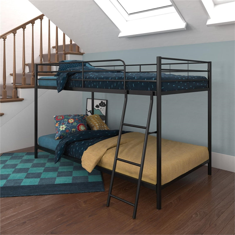 DHP Junior Twin Over Twin Low Bunk Bed for Kids in Black