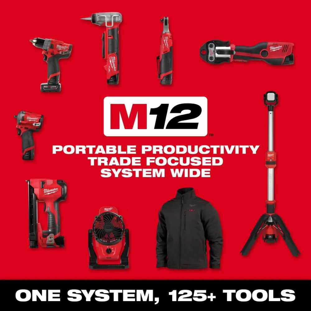 Milwaukee M12 FUEL 12V Lithium-Ion Brushless Cordless Stubby 3/8 in. Impact Wrench / 3/8 in. Ratchet/Die Grinder (3-Tool) 2554-20-2485-20-2557-20