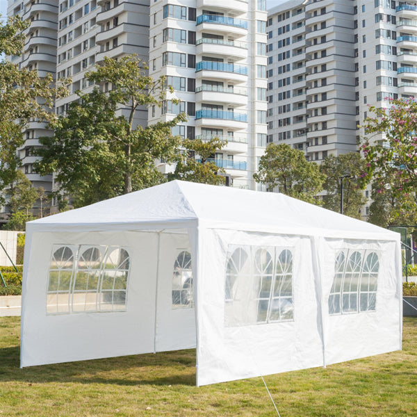 X XBEN Heavy Duty Canopy Event Tent-10'x20' Outdoor White Gazebo Party Wedding Tent, Sturdy Steel Frame Shelter w/4 Removable Sidewalls Waterproof Sun Snow