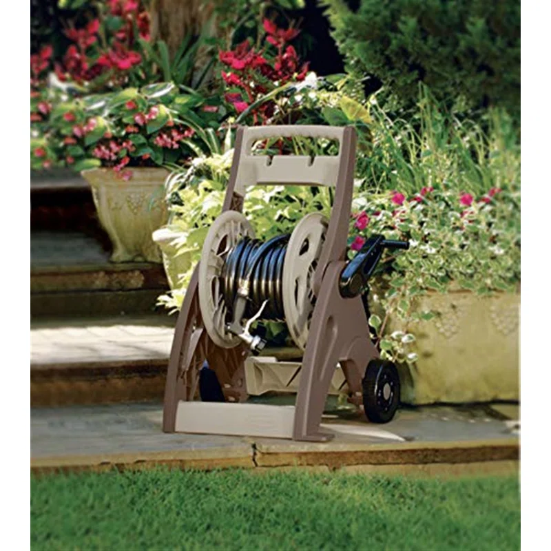 Suncast JNF175B 175 ft Hosemobile Reel Cart Hose Caddy with Large Easy to Grip Crank for Garden， Lawn， and Patio， 175'， Bronze and Taupe