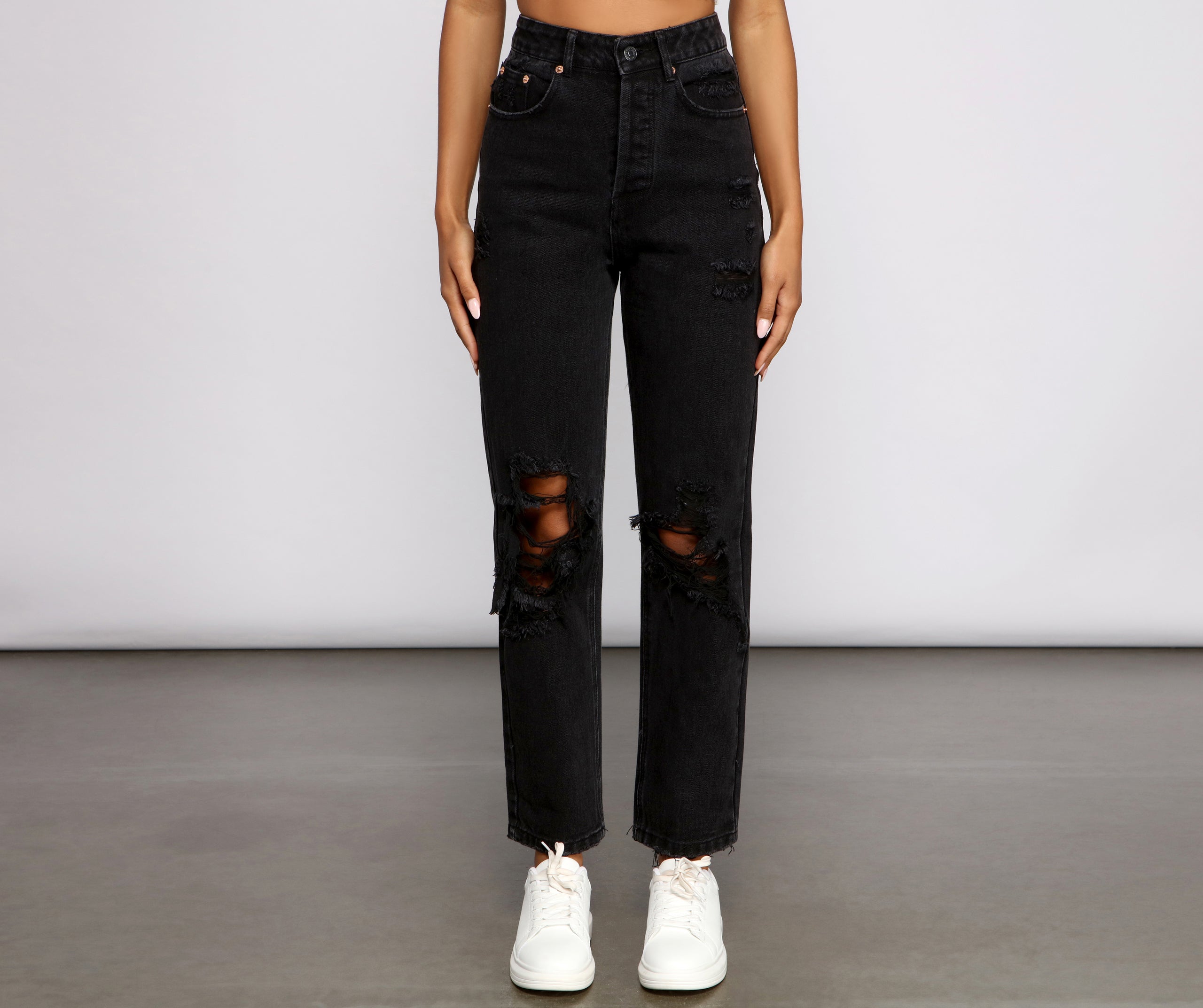 Extra High Rise Distressed Boyfriend Jeans