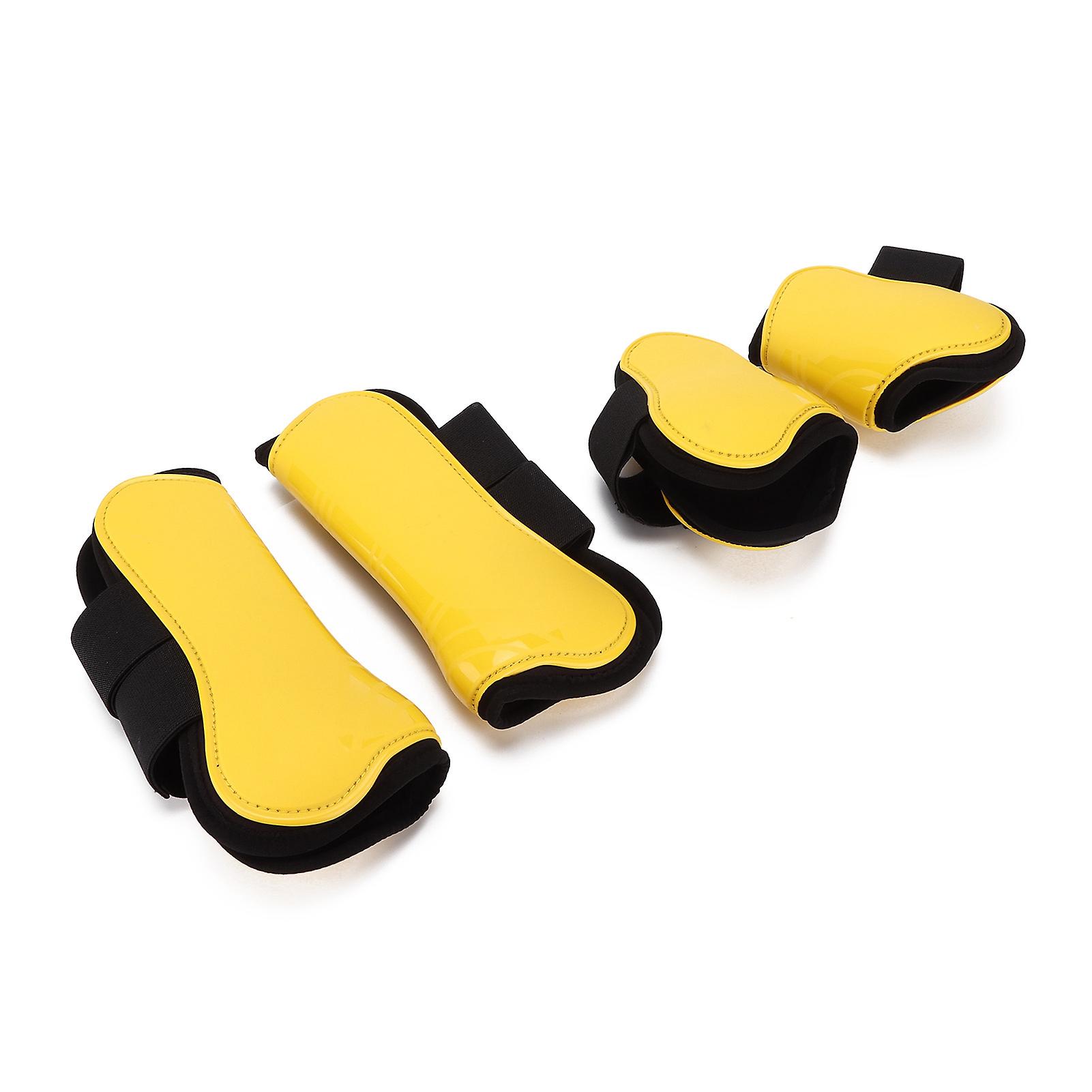 Horse Tendon Boots Set Of 4 Pu Shell Guard Boots For Riding Shock Absorbing Jumping Protectionyellow Xl