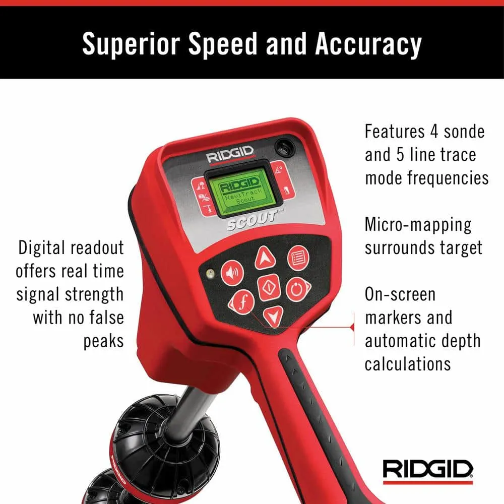 RIDGID NaviTrack Scout Underground Sonde and Cable Locator, Multidirectional Locating Device, Battery Operated or Rechargeable 19238