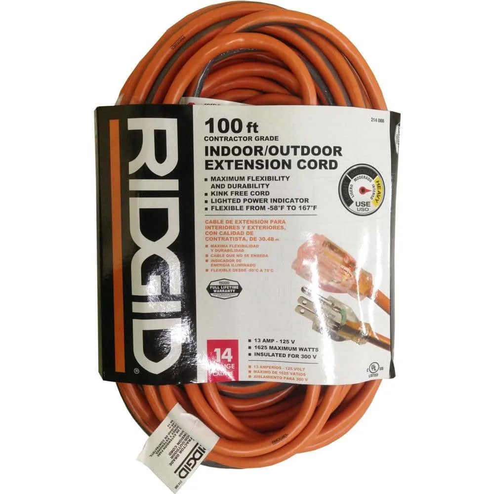 RIDGID 100 ft. 14/3 Extension Cord HW143100ROG