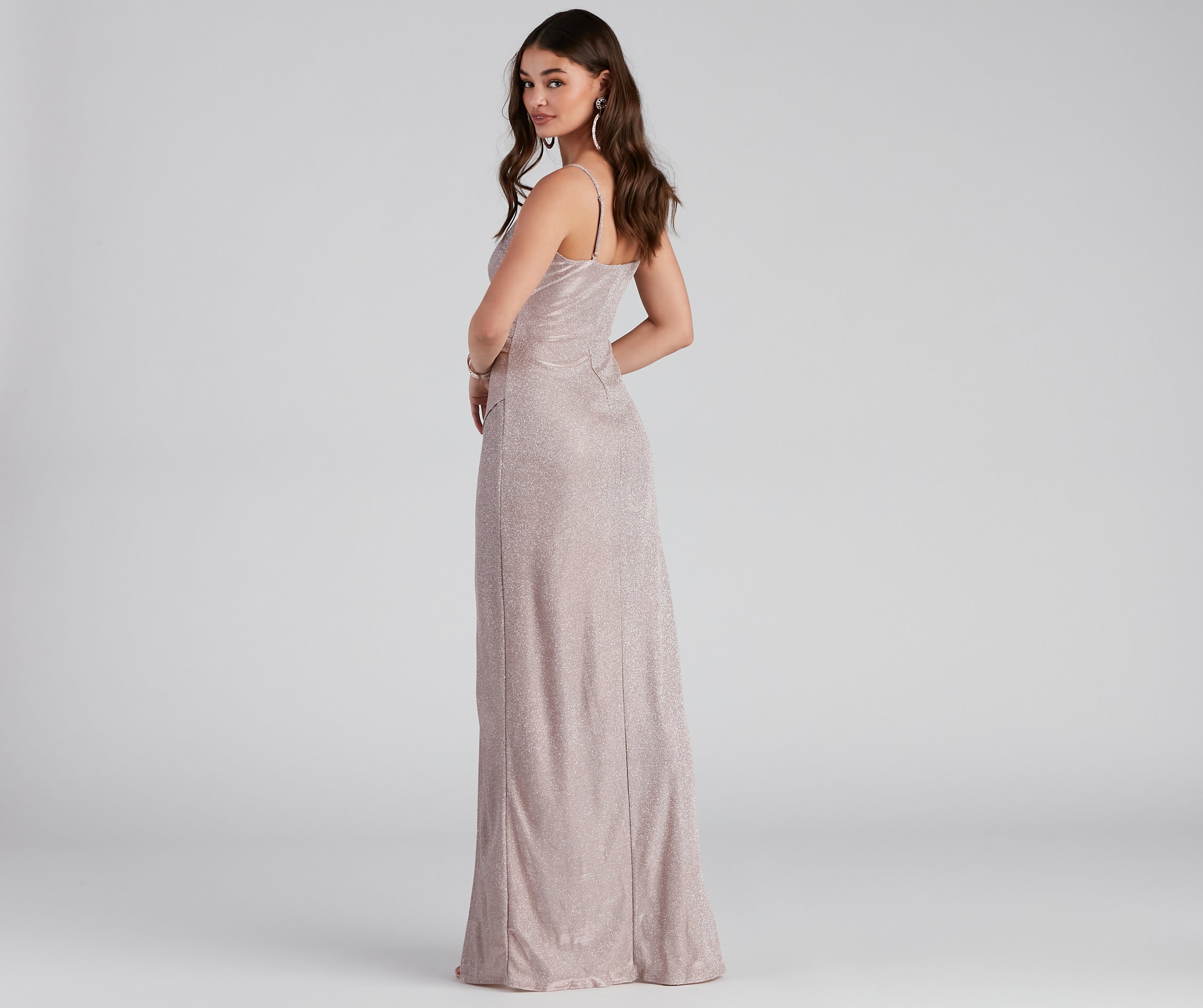 Zenni Formal High Slit Glitter Dress