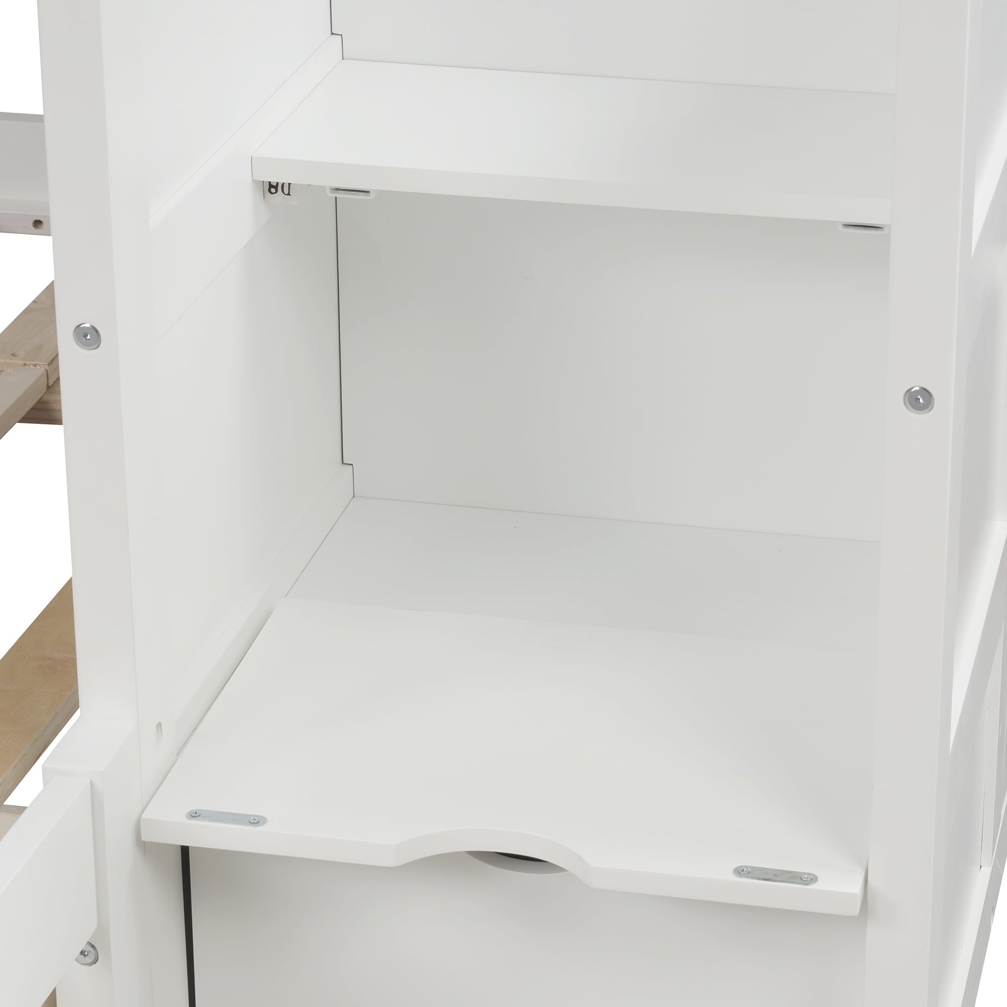 Modern Twin Bunk Bed with Drawer and Cabinet for Kids Bedroom, White