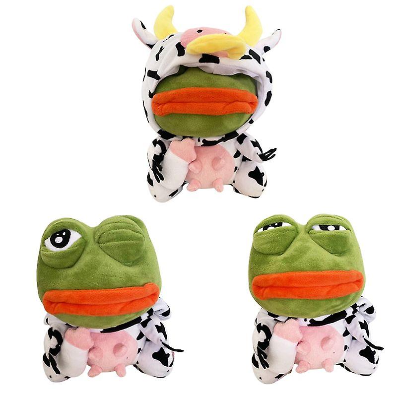 Sad Frog Stuffed Doll 25cm Pepe Frog Lonely Cow Big Eye Frog Dress Up Plush Toys