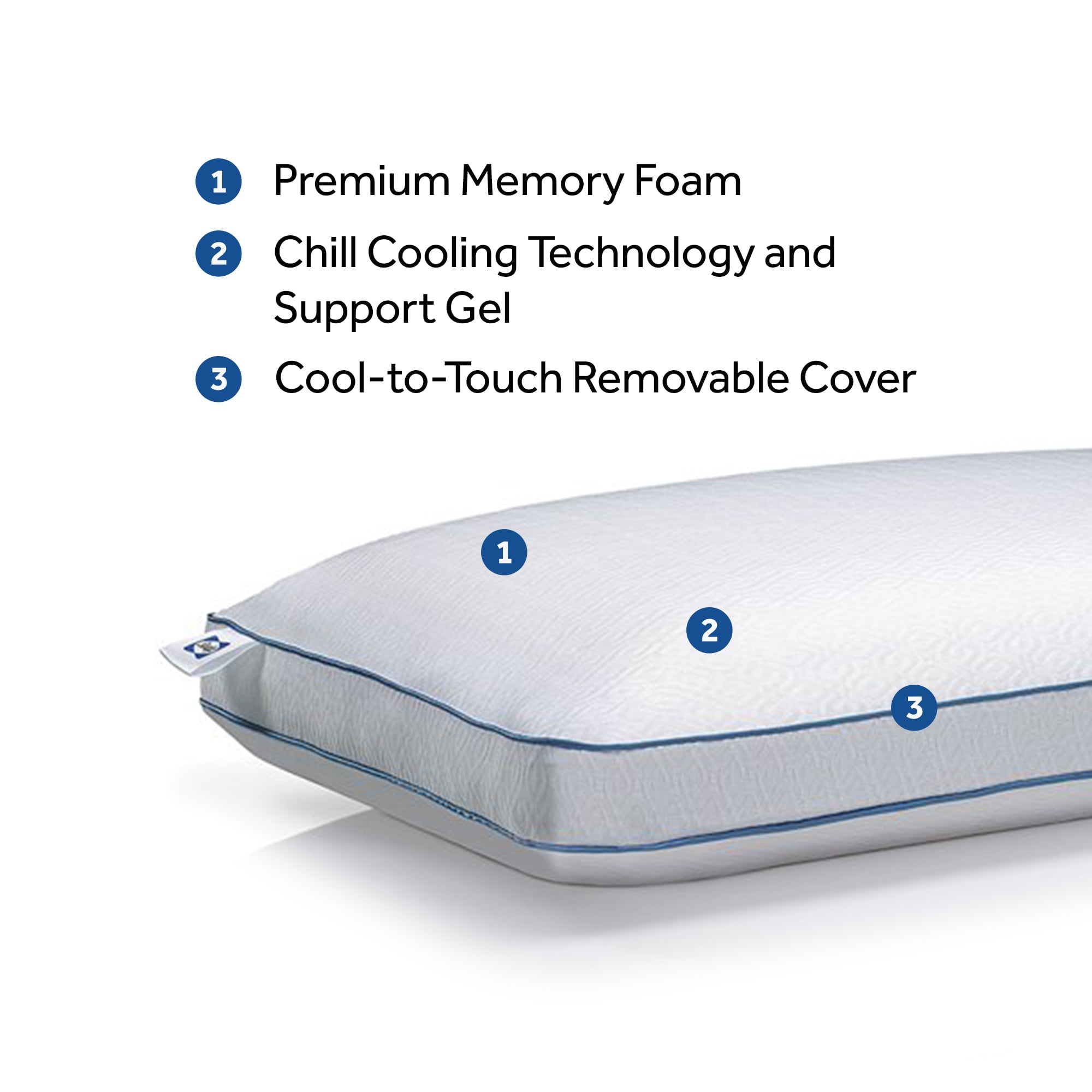 Sealy Chill Cooling Memory Foam Bed Pillow with Support Gel, Standard Size