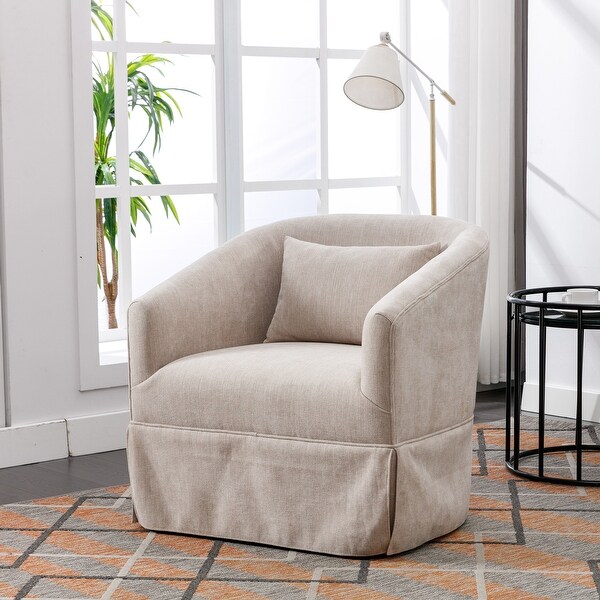 360-degree Swivel Accent Armchair Linen Blend Single Sofa， Living Room Bedroom Reading Sofa