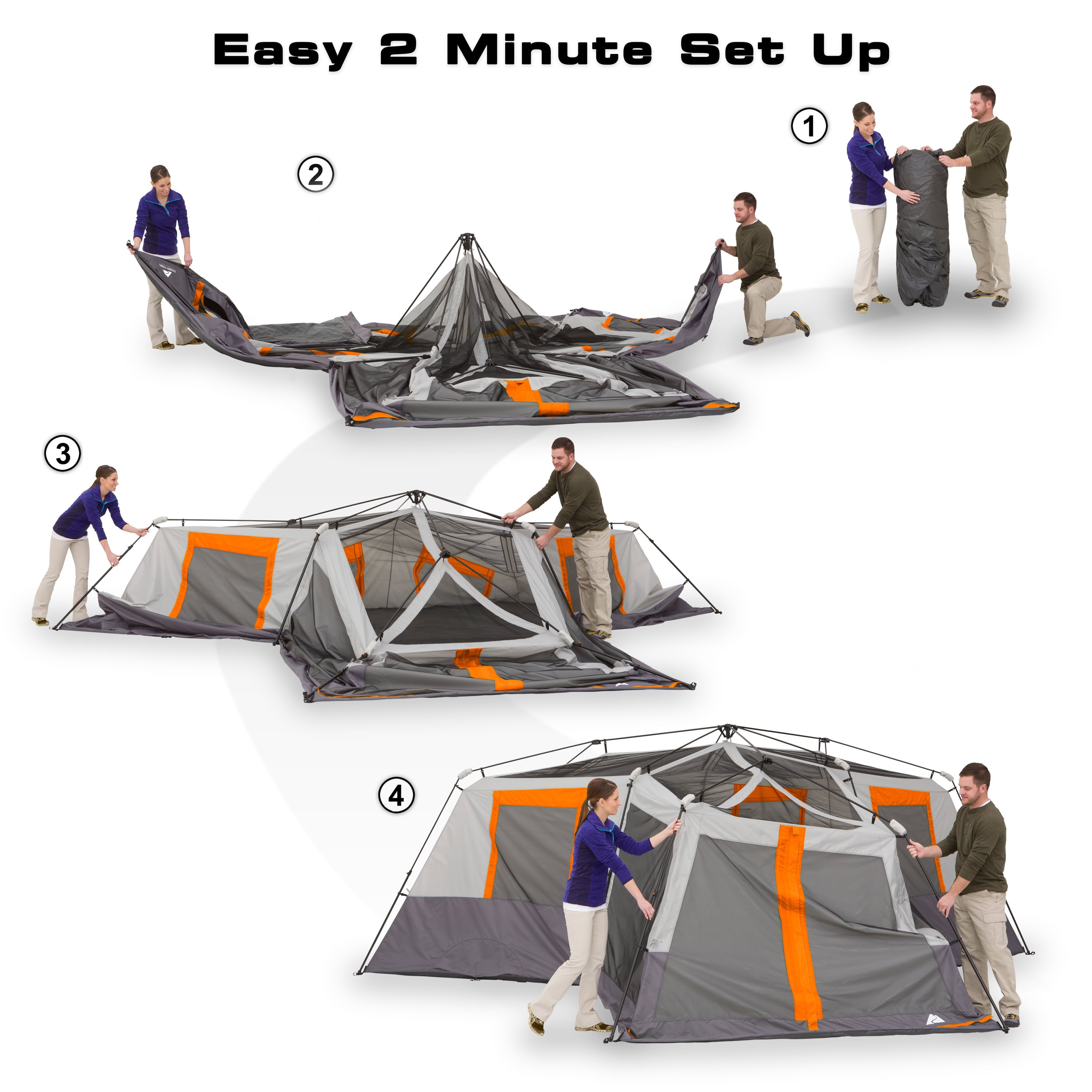 Ozark Trail 12-Person 3-Room Instant Cabin Tent with Screen Room