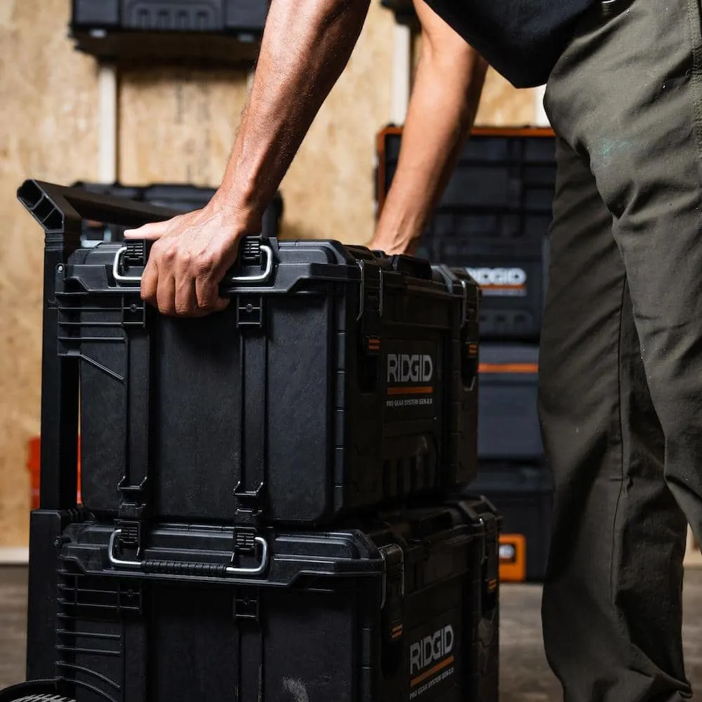 RIDGID 2.0 Pro 22 in. Gear System Rolling Tool Box and Tool Box and Tool Case 254065-254067-254069