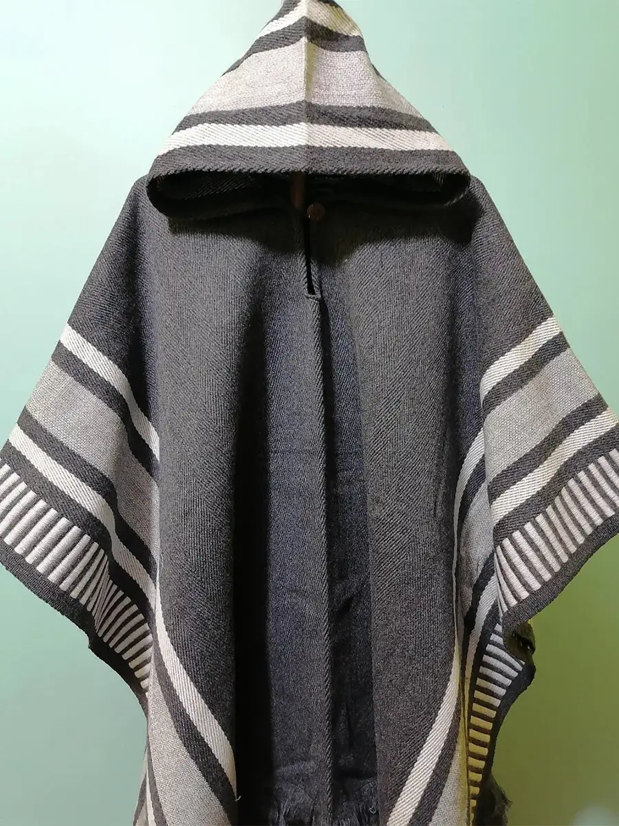 Ethnic Style Striped Printed Hooded Cloak