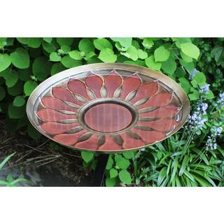 Achla Designs 16 in. W Antique and Patina Red African Daisy Birdbath with Rail Mount Bracket BB-09R-RM