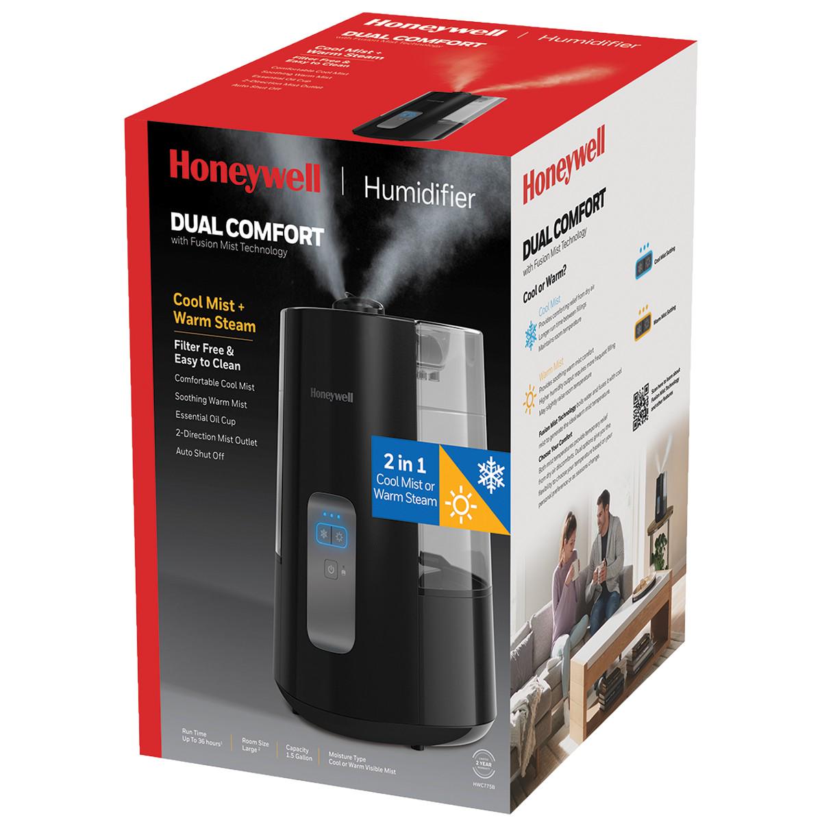 Honeywell Dual Comfort Cool + Warm Mist Humidifier with Fusion Mist Technology for Large Rooms HWC775B Black  Crowdfused