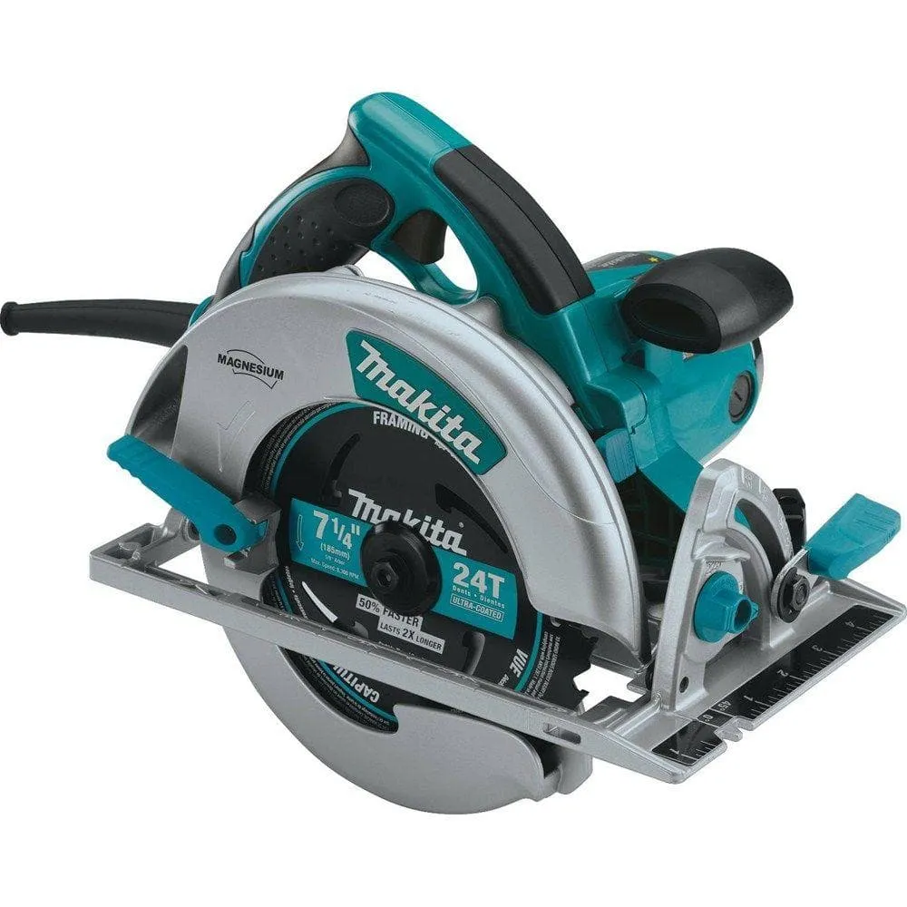 Makita 15 Amp 7-1/4 in. Corded Lightweight Magnesium Circular Saw with LED Light, Dust Blower, 24T Carbide blade, Hard Case 5007MG