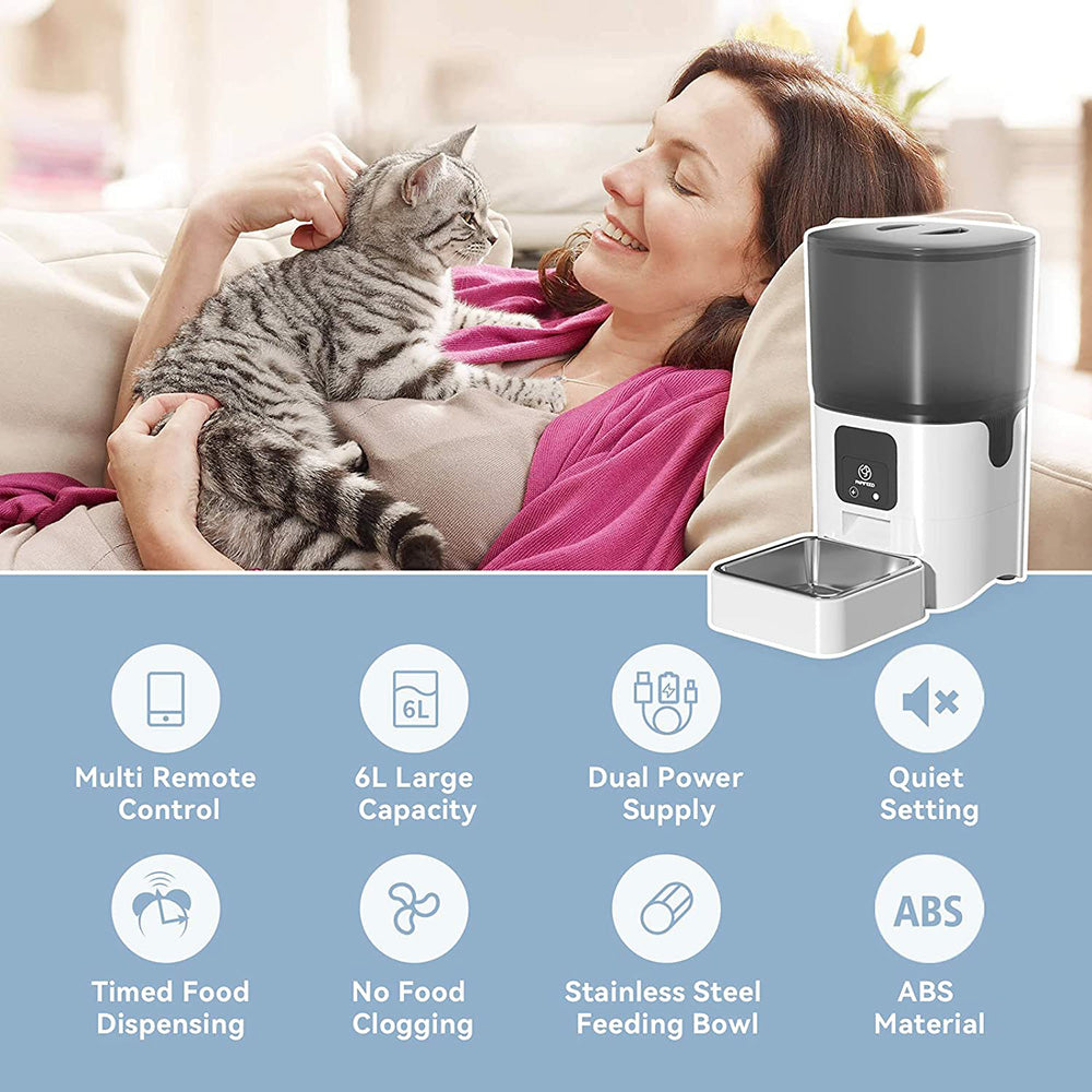 Automatic Cat Feeder， 2.4G Wifi Enabled Smart Dry Food Dispenser With App Control， Removable Pet Feeder For Cleaning， Up To 30 Meals Per Day， For Cats， Medium Dogs And Multiple Pets