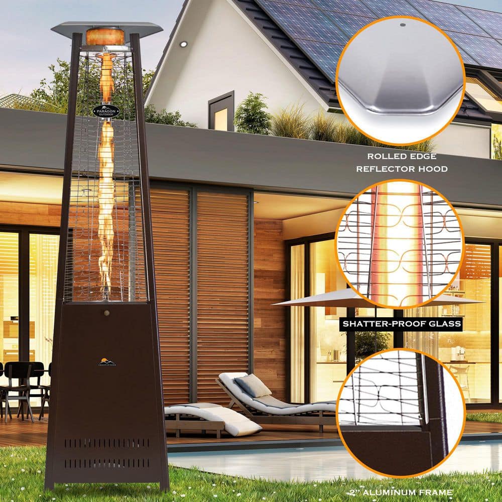 Paragon Outdoor 92.5 in. 42,000 BTU Stainless Steel Vesta Patio Flame Tower Heater OH-SS42-8M