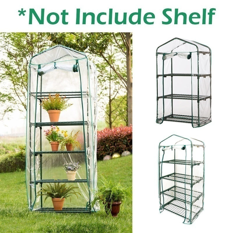 3/4/5-Tier Transparent Rectangle Waterproof PVC Warm Garden Tier Mini Household Plant Greenhouse Cover (without Iron Stand)