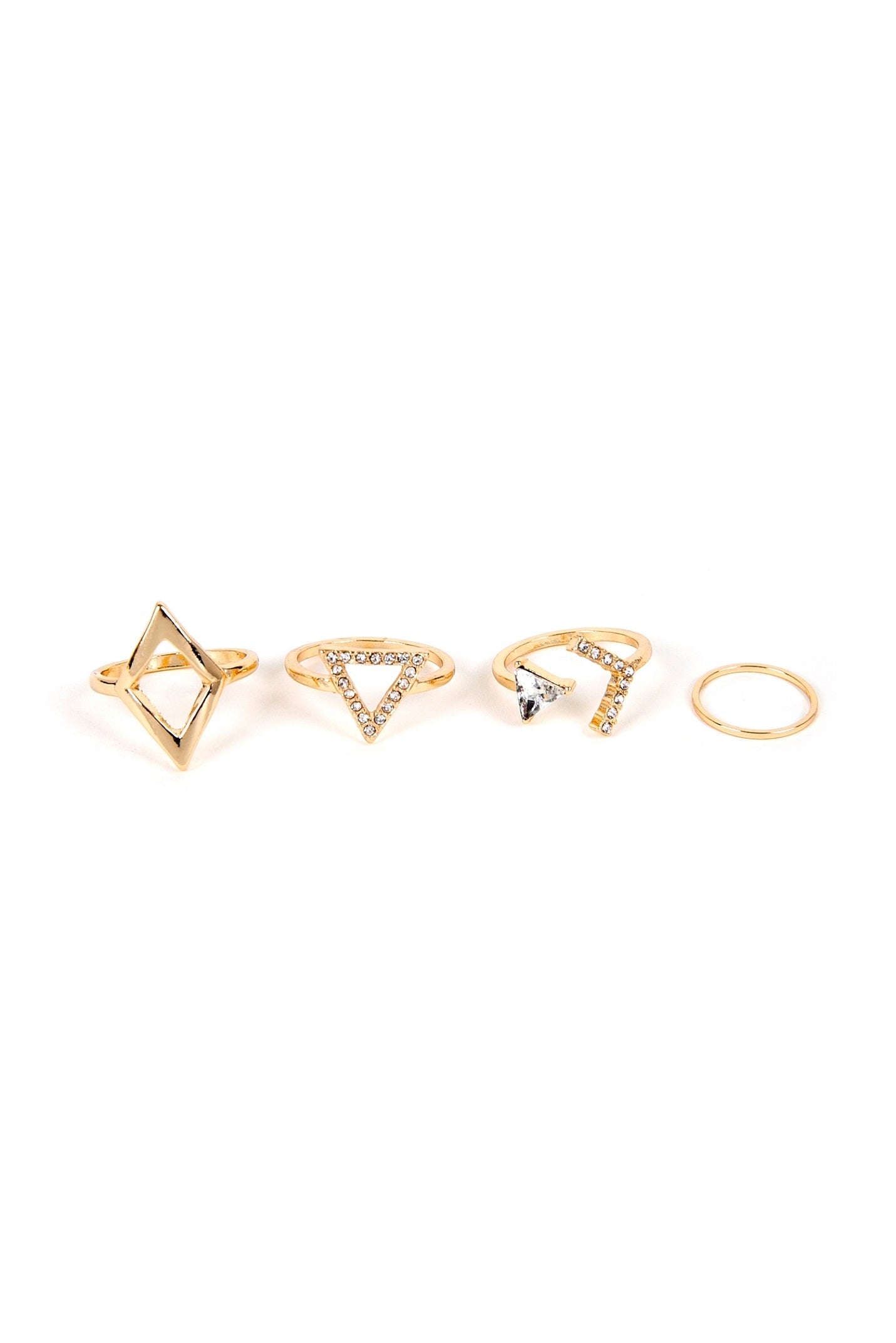 Rhinestone And Geometric Ring Pack