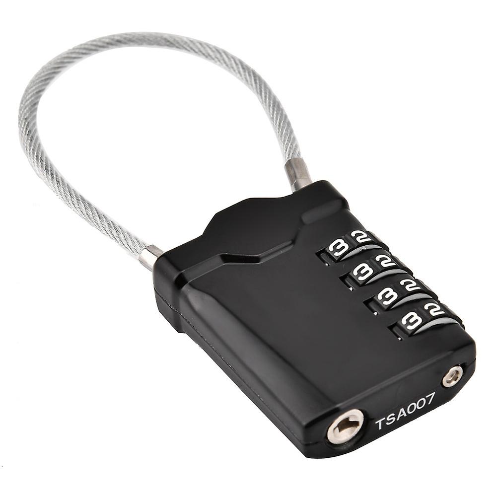 Steel Wirerope Password Lock Customs Luggage Padlock(black)