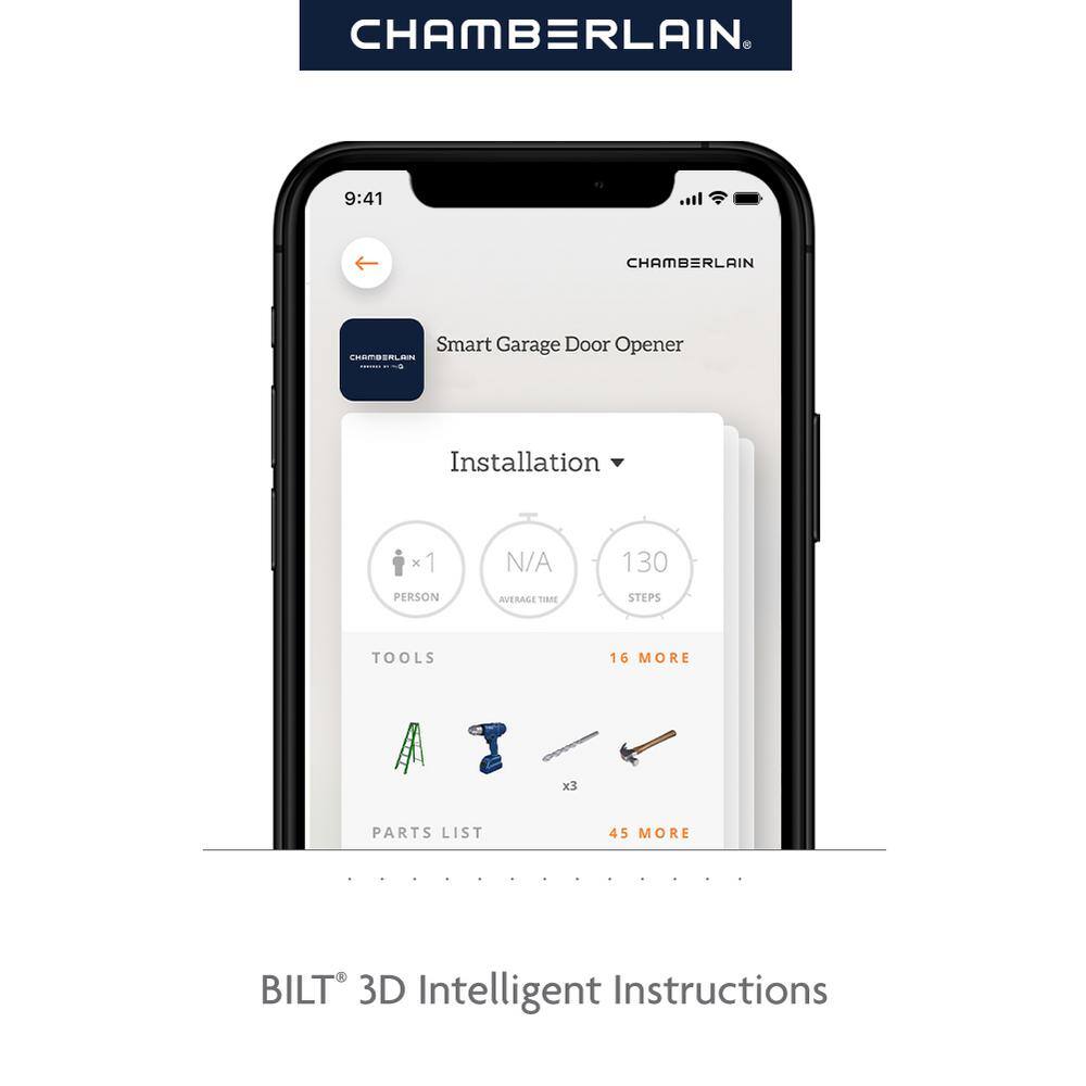 Chamberlain B6713T 1-1/4 HP LED Smart Quiet Belt Drive Garage Door Opener with Battery Backup