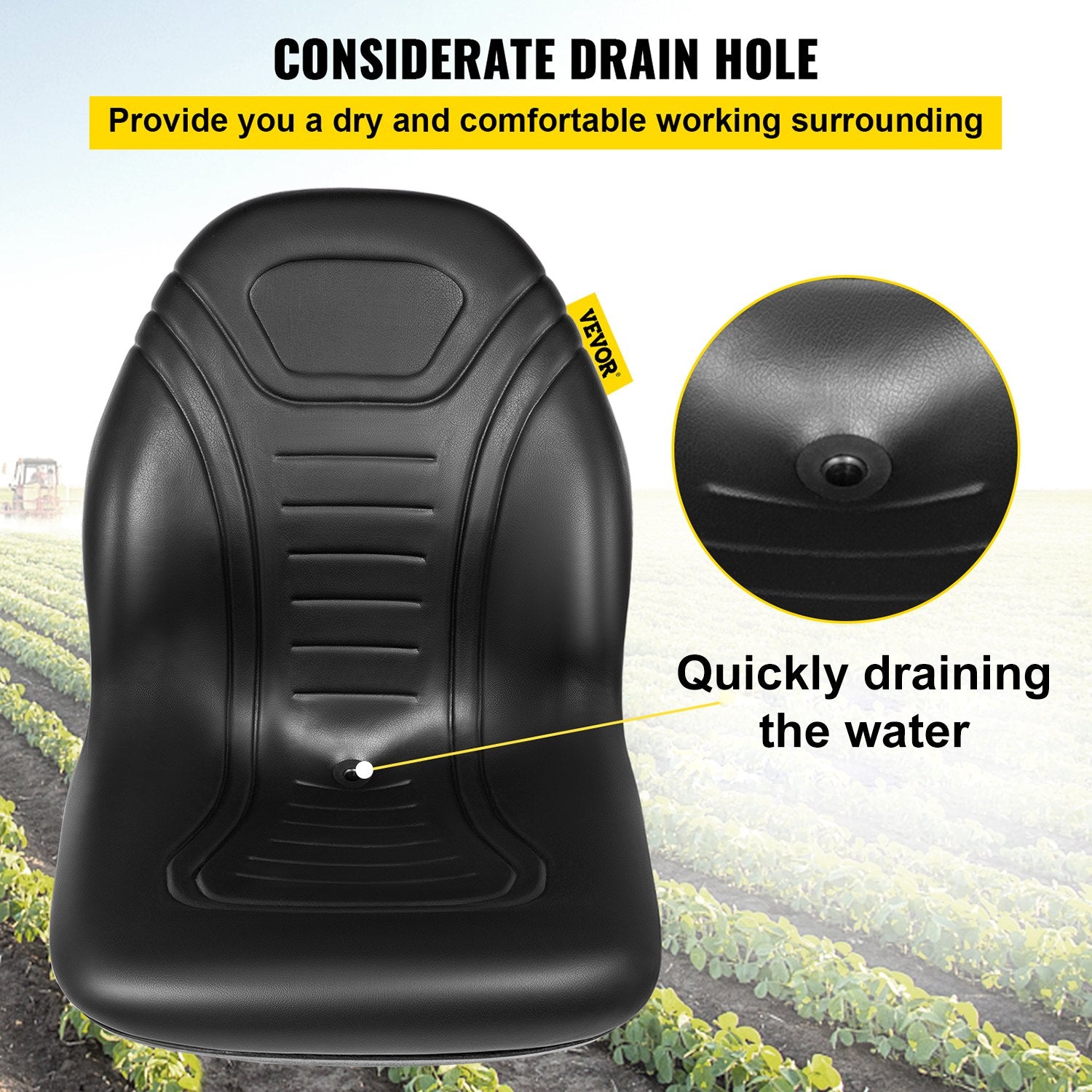 Universal Riding Lawn Mower Tractor Seat Replacement Black Vinyl