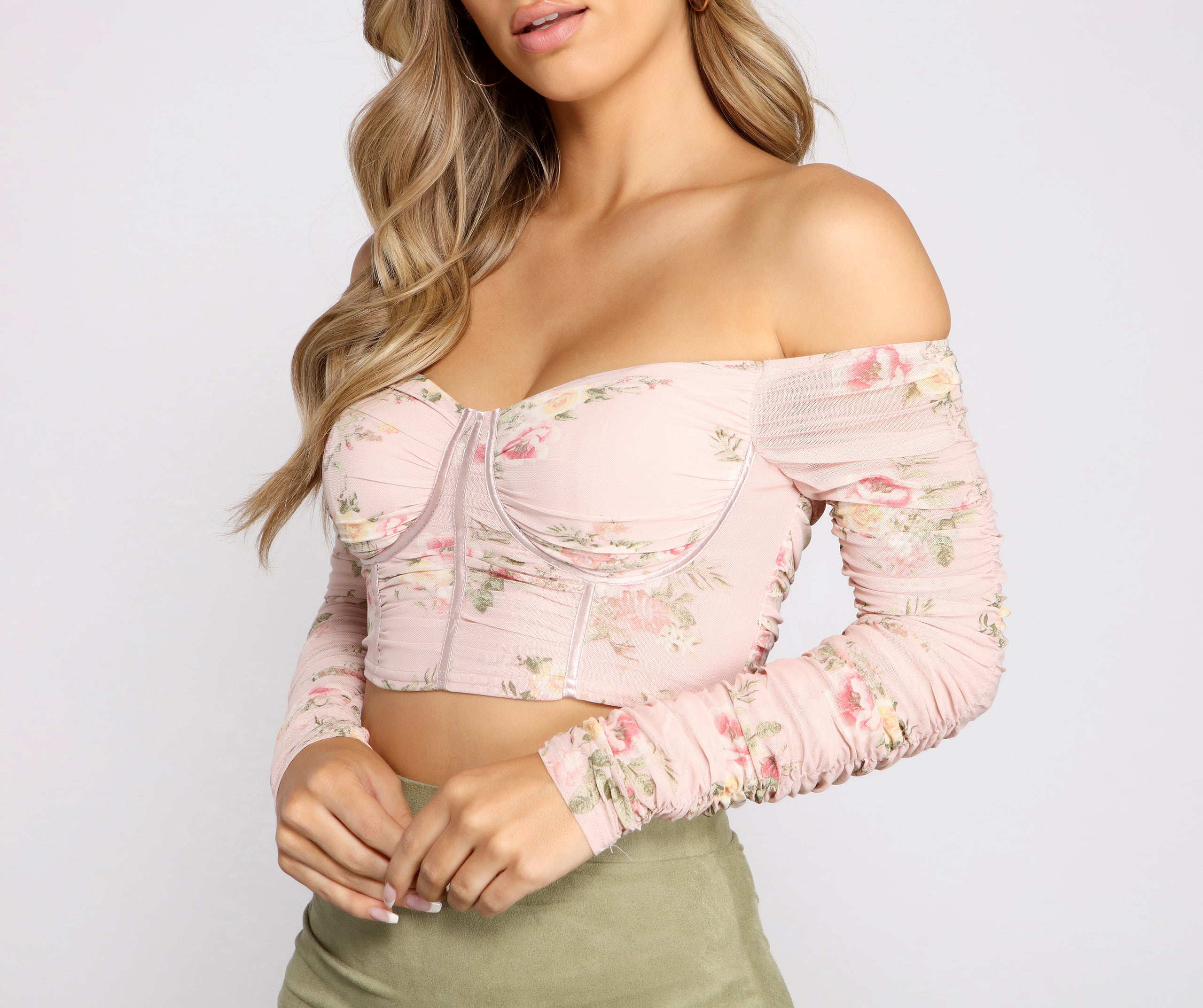 Passion For Floral Ruched Crop Top