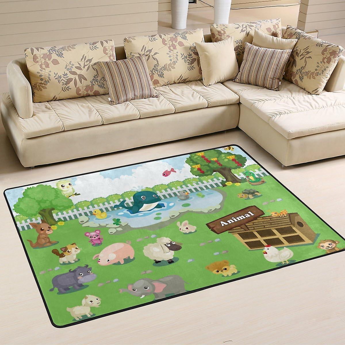 Colourlife Cute Wild Farm Animals Lightweight Carpet Mats Area Soft Rugs Floor Mat Doormat Decoration For Rooms Entrance 36 X 24 Inches