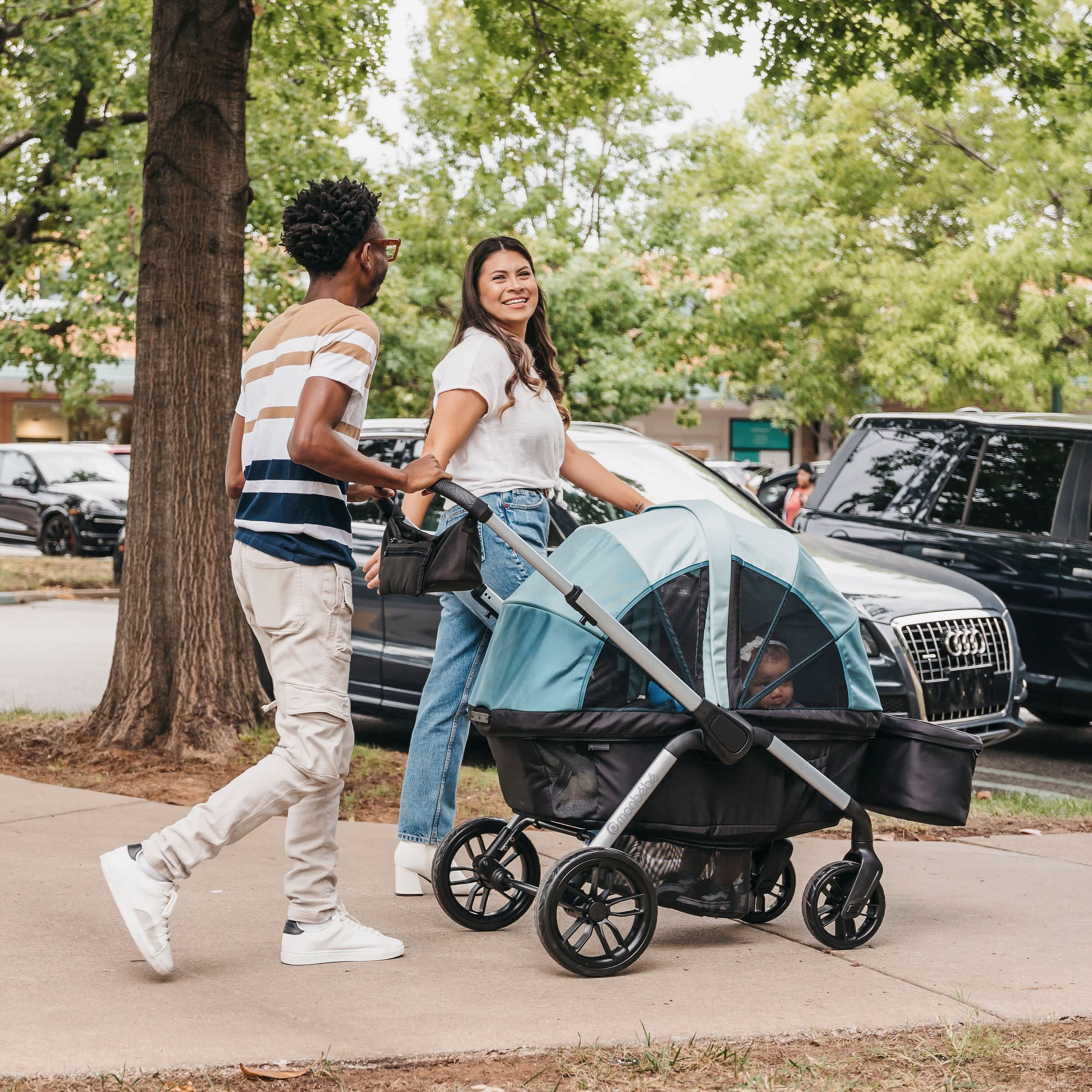 Monbébé Everyday Outings Wagon Stroller, Watercolor Geo