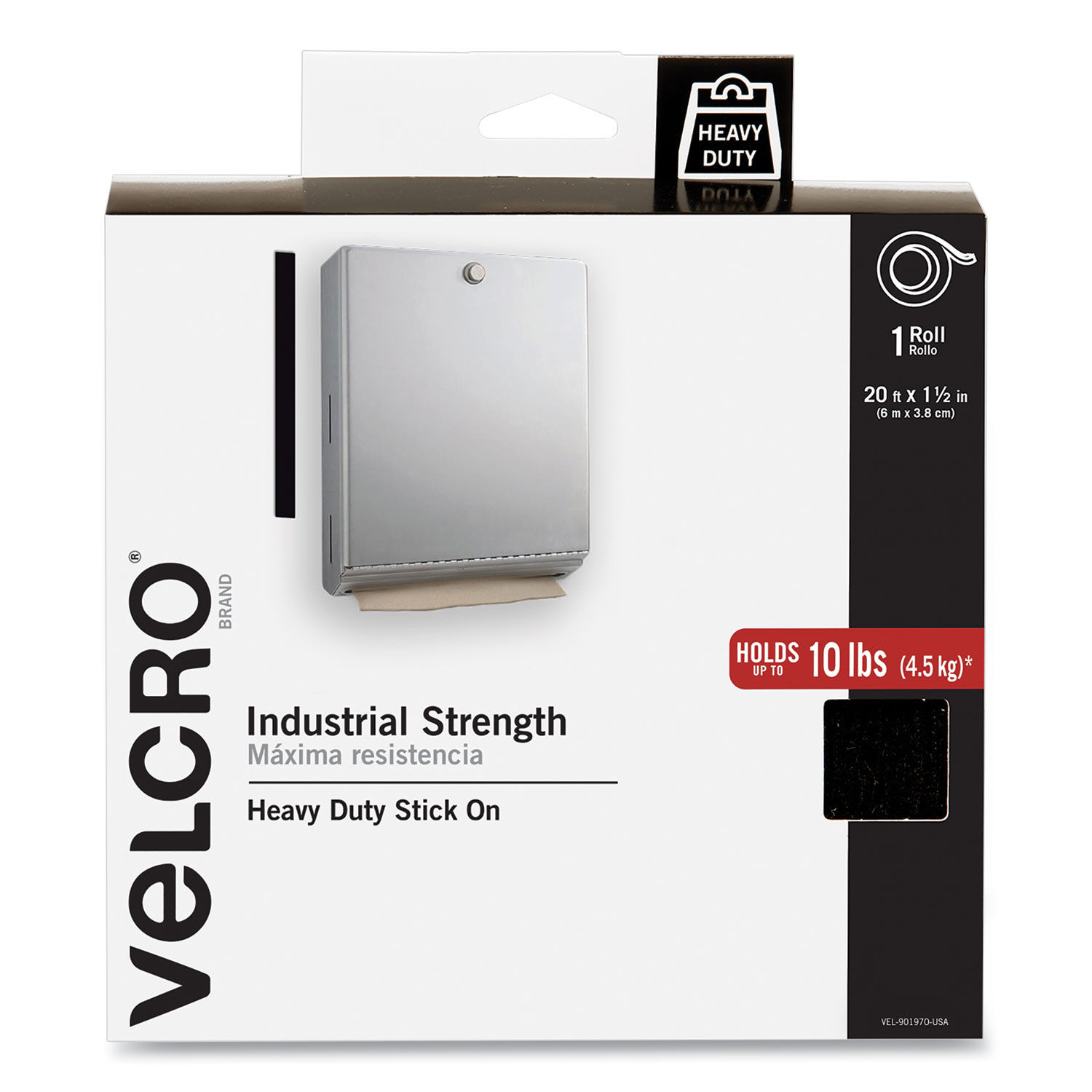 Industrial-Strength Heavy-Duty Fasteners with Dispenser Box by VELCROandreg; Brand VEK90197