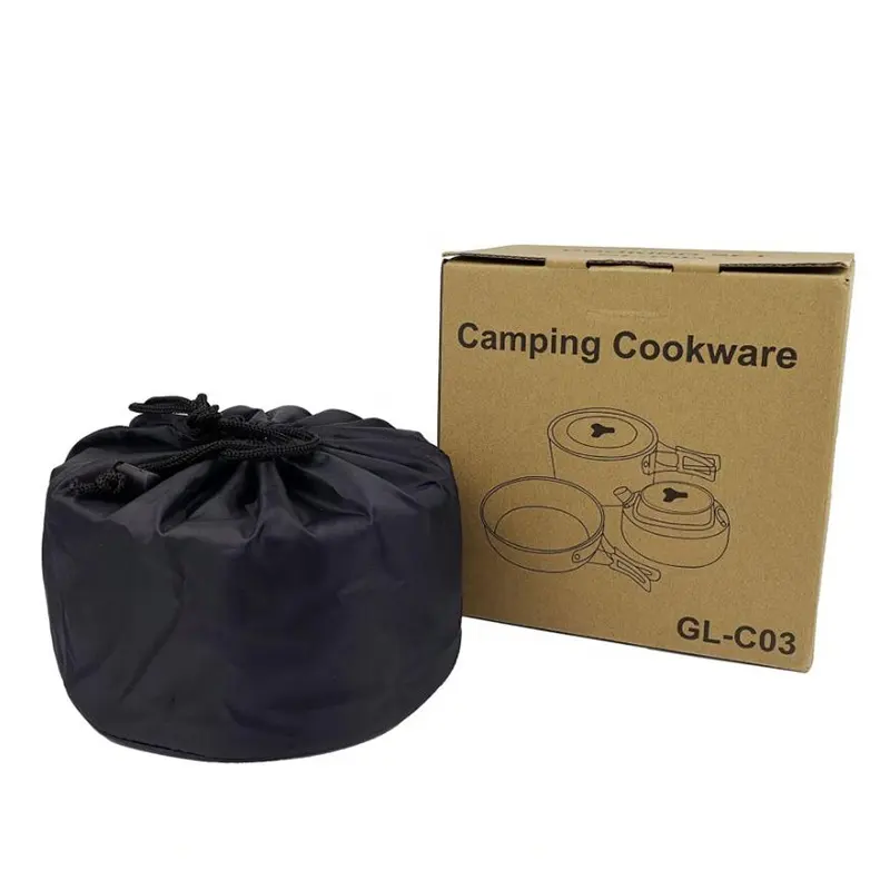 Hot Sale 2 3 Person Camping Cookset Outdoor Picnic Mess Set Camping Cookware With Factory Price Camping Utensils