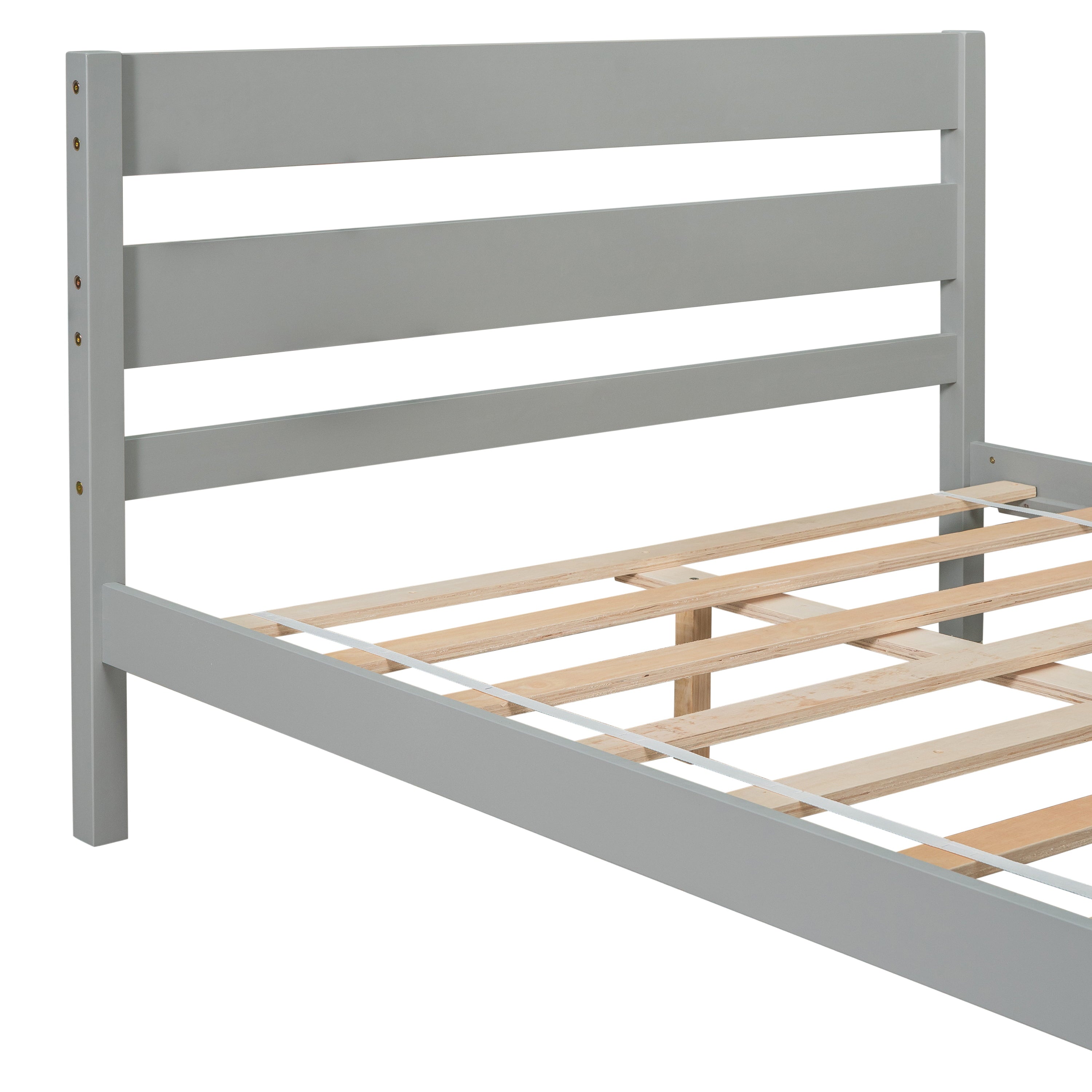 BTMWAY Full Bed Frame with Headboard and Footboard, Modern Wood Platform Bed for Kids Teens Adults, Strong Wooden Slats Support, Full Size Bed Frame No Box Spring Needed, Gray