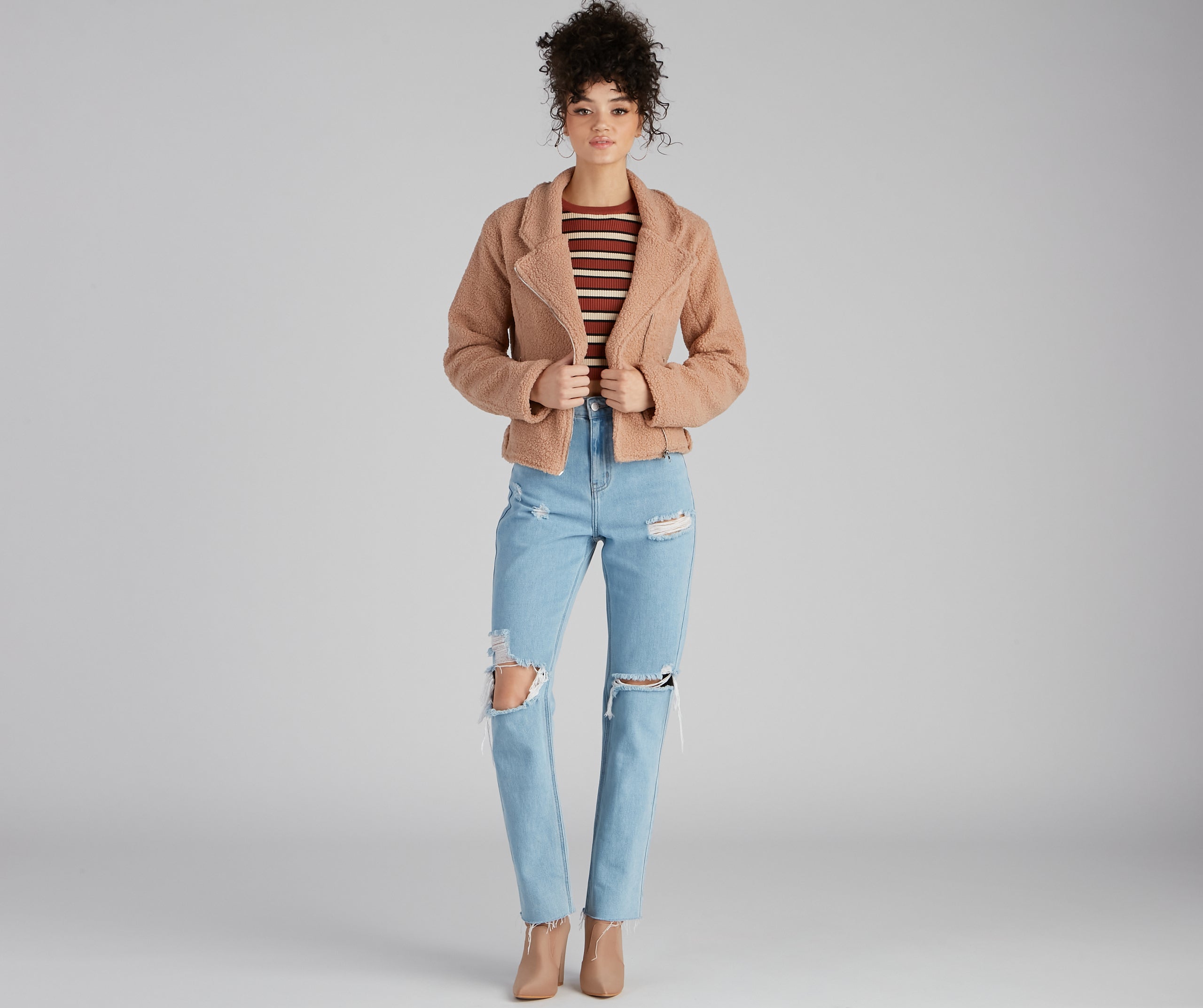 Cozy Always Faux Sherpa Moto Jacket