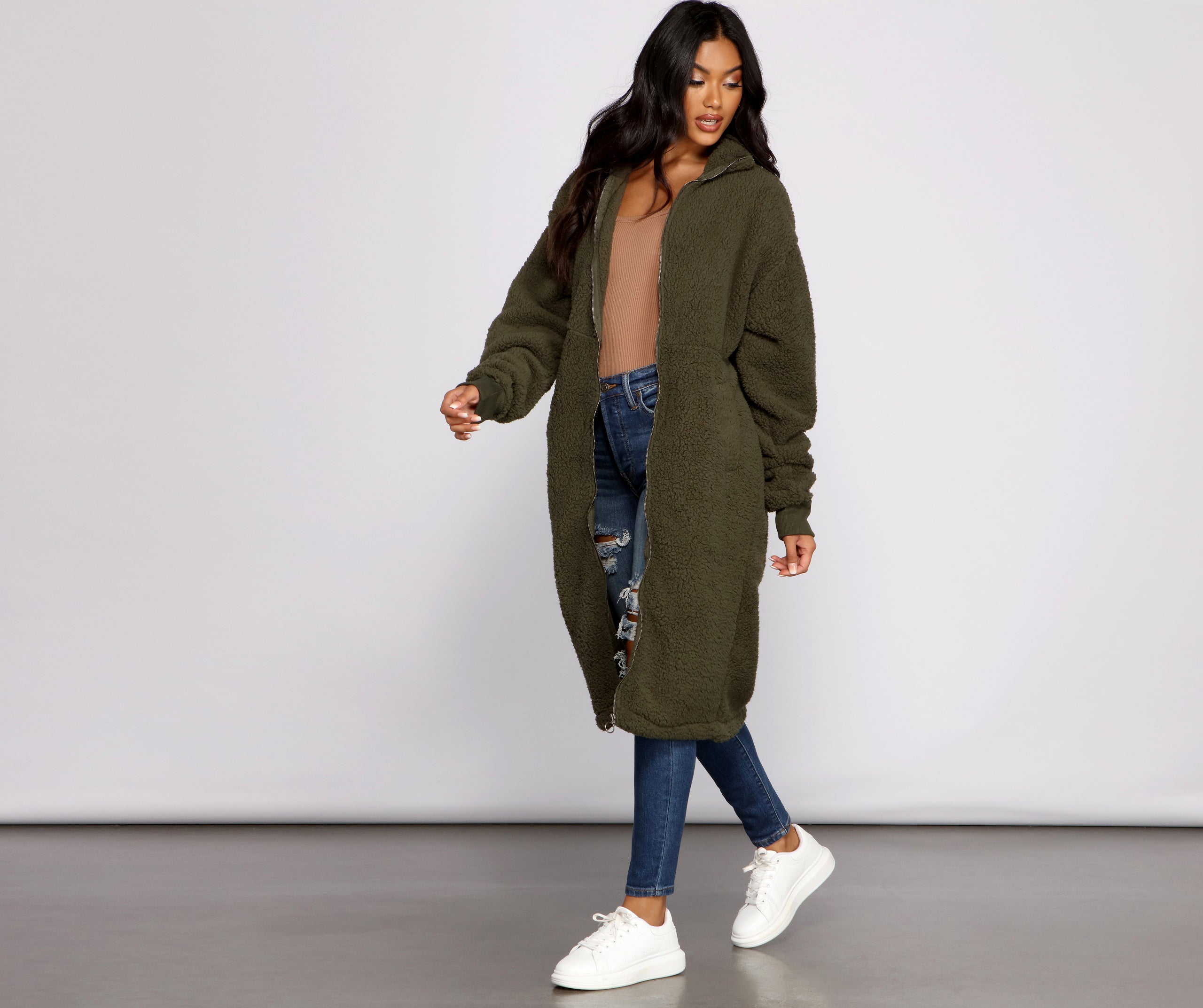 Chic and Cozy Oversized Teddy Trench Coat
